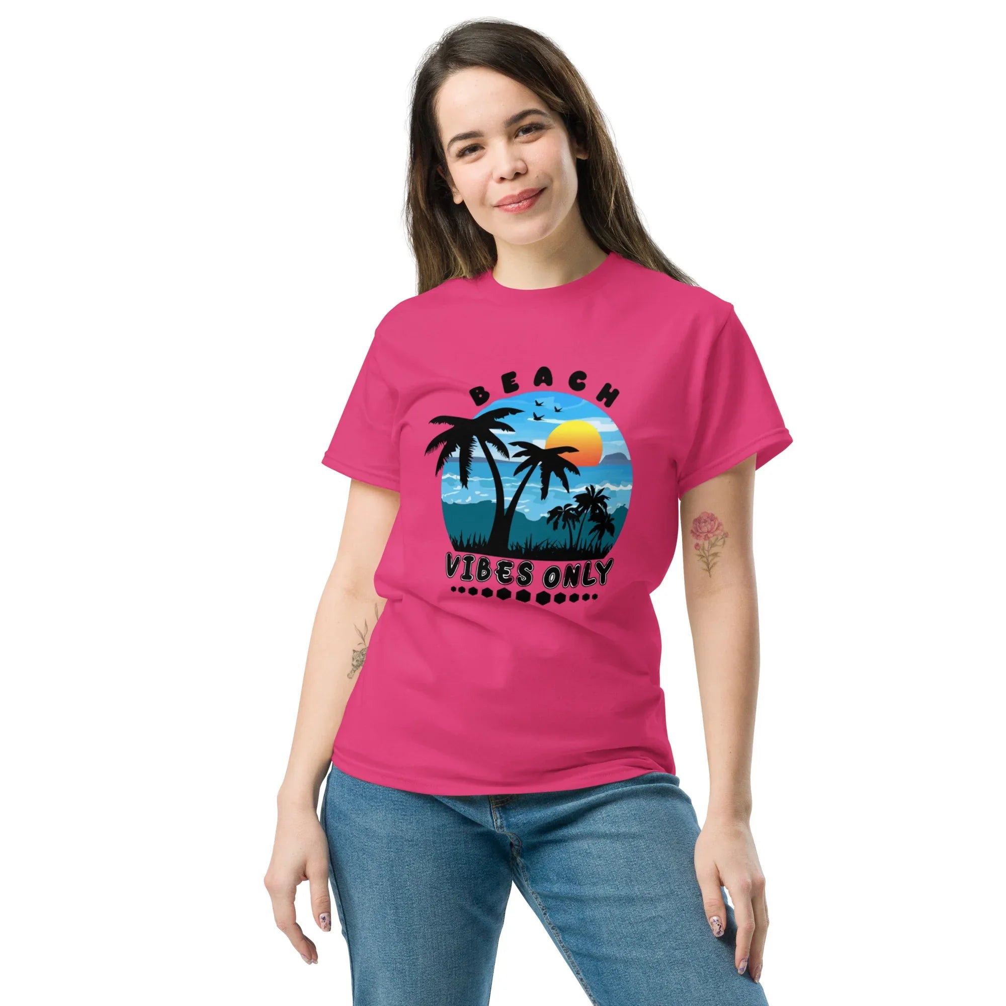 BEACH VIBES ONLY women’s t-shirt - Cardinal / S - Printoo Shop - 1260401_15819
