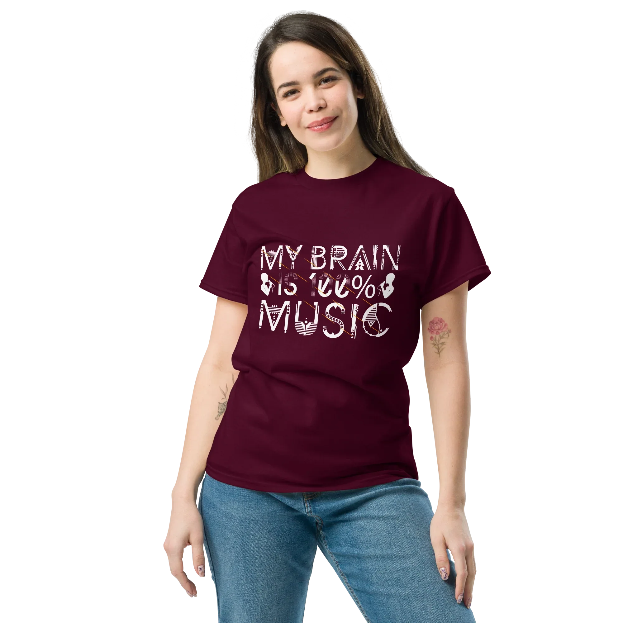 MY BRAIN IS 100%MUSIC unisex t-shirt - - Music t-shirts - Printoo Shop
