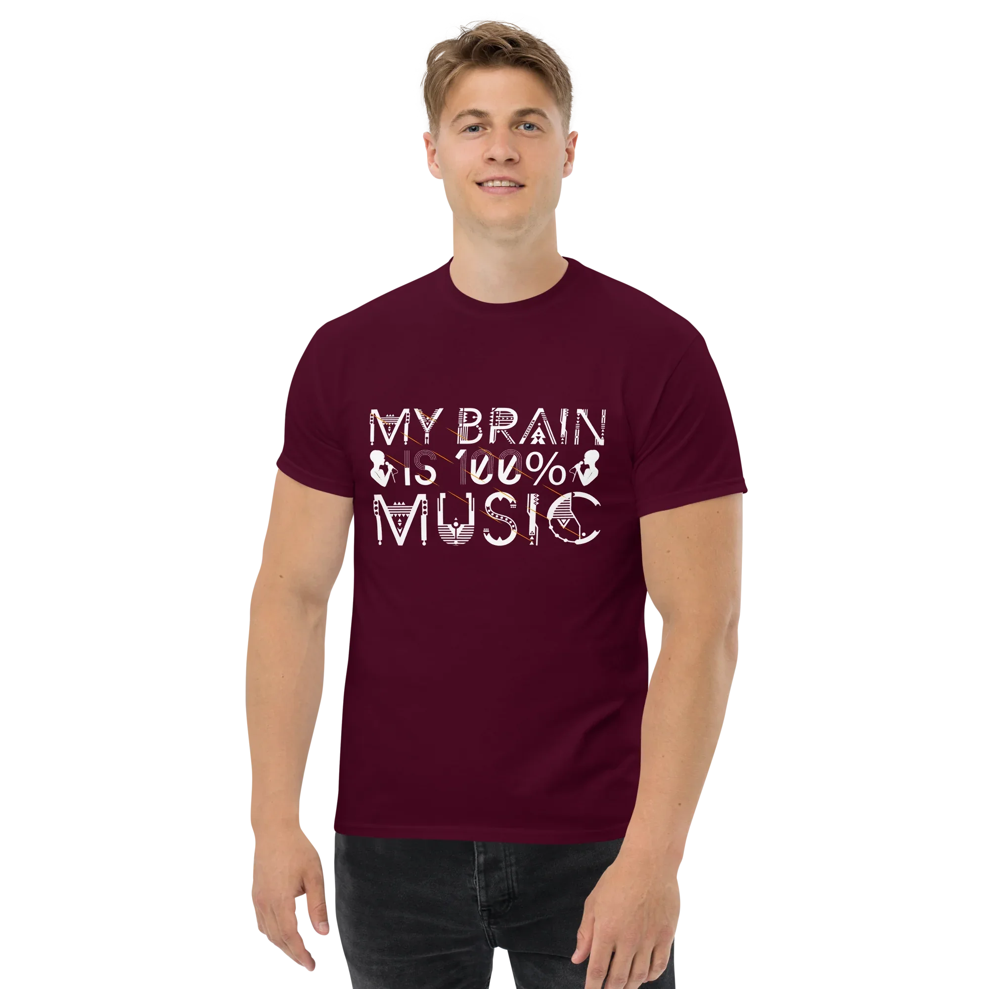 MY BRAIN IS 100%MUSIC unisex t-shirt - - Music t-shirts - Printoo Shop