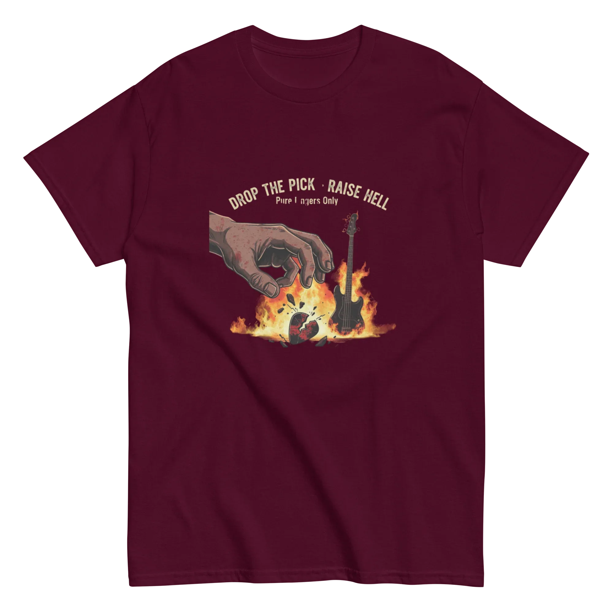 DROP THE PICK RAISE HELL unisex t-shirt - Printoo Shop - - metalmusic, Music t-shirt, t-shirt, unisex, Unisex Classic Tee | Gildan 5000