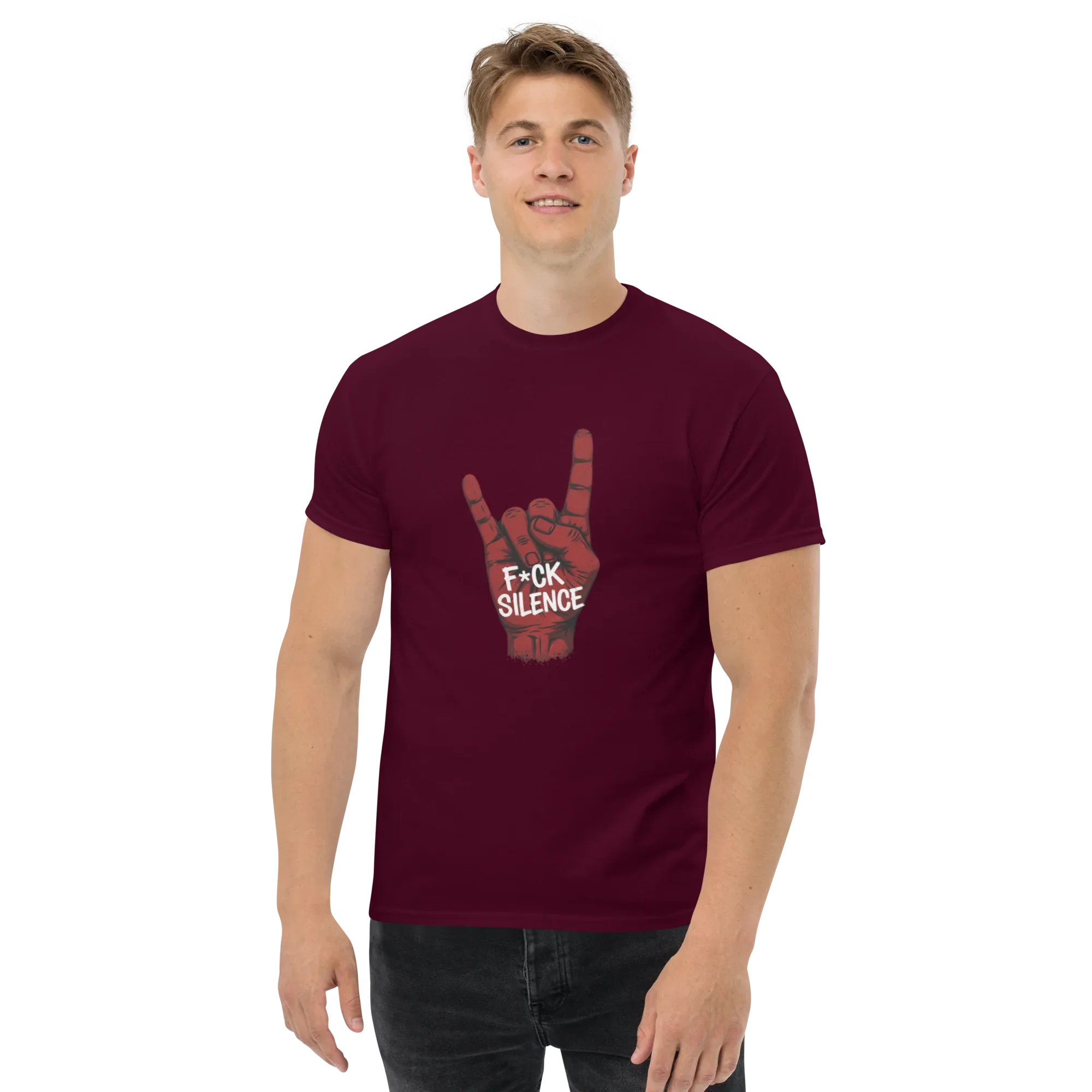 METAL HORNS F*CK SILENCE unisex t-shirt - Printoo Shop - - metalmusic, Music t-shirt, t-shirt, unisex, Unisex Classic Tee | Gildan 5000