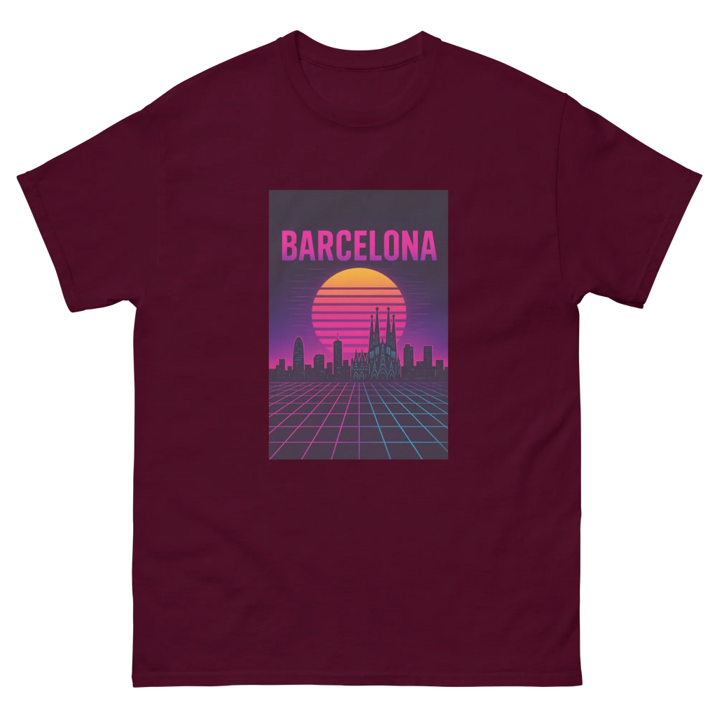BARCELONA RETRO SYNTHWAVE unisex t-shirt - Printoo Shop - - Retro & Synthwave T-Shirts, t-shirt, unisex, Unisex Classic Tee | Gildan 5000