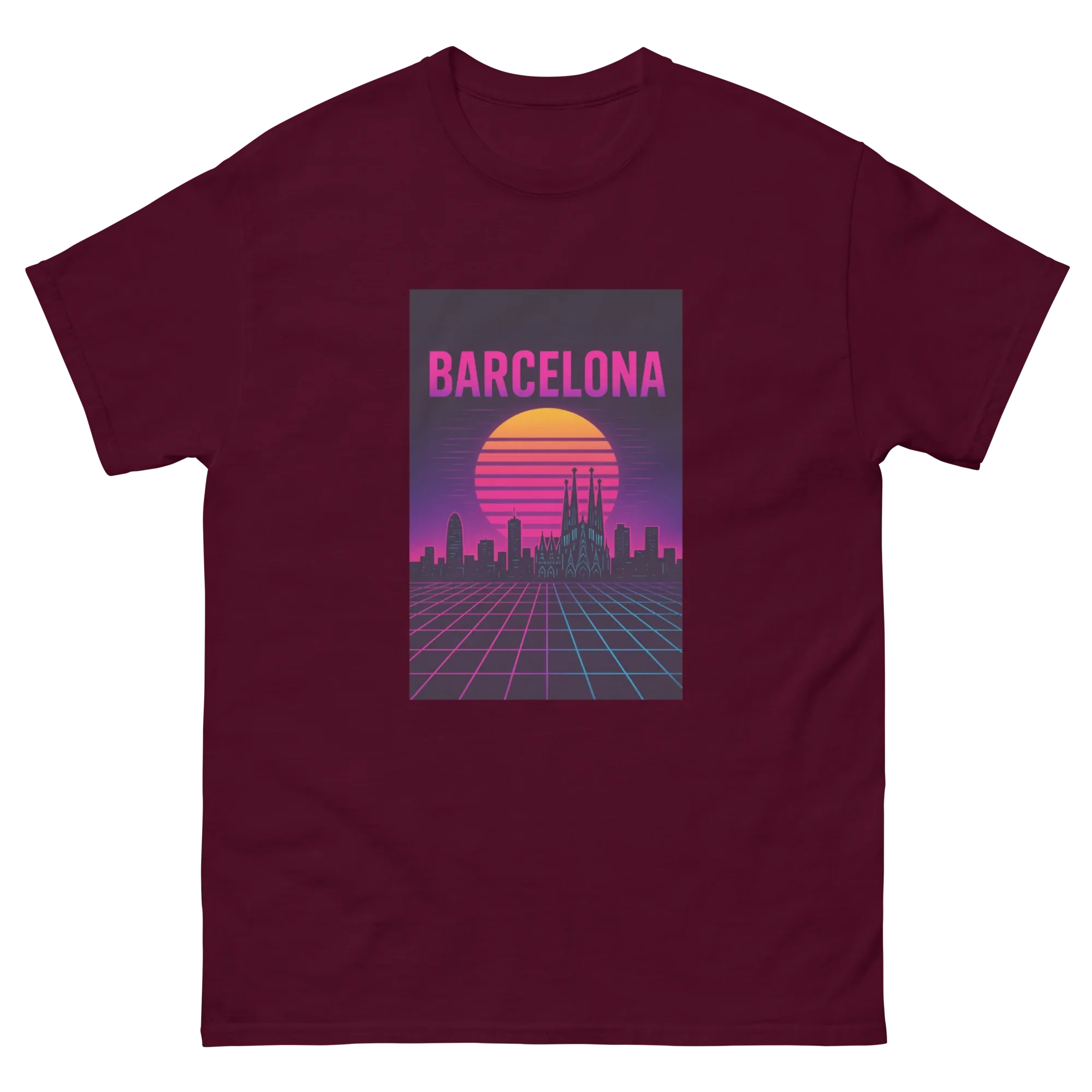 BARCELONA RETRO SYNTHWAVE unisex t-shirt - Printoo Shop - - Retro & Synthwave T-Shirts, t-shirt, unisex, Unisex Classic Tee | Gildan 5000
