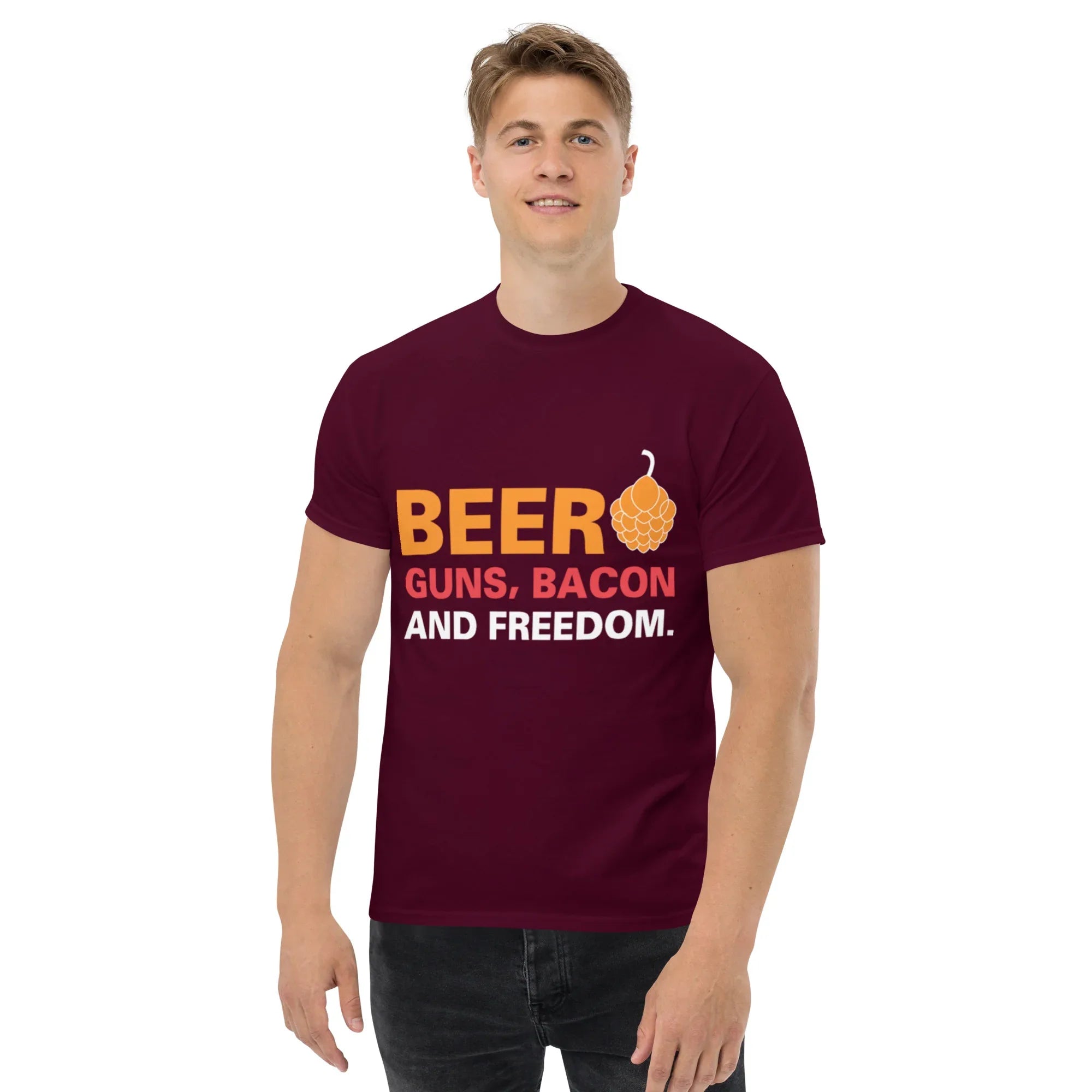 BEER GUNS BACON AND FREEDOM unisex t-shirt - - - Printoo Shop
