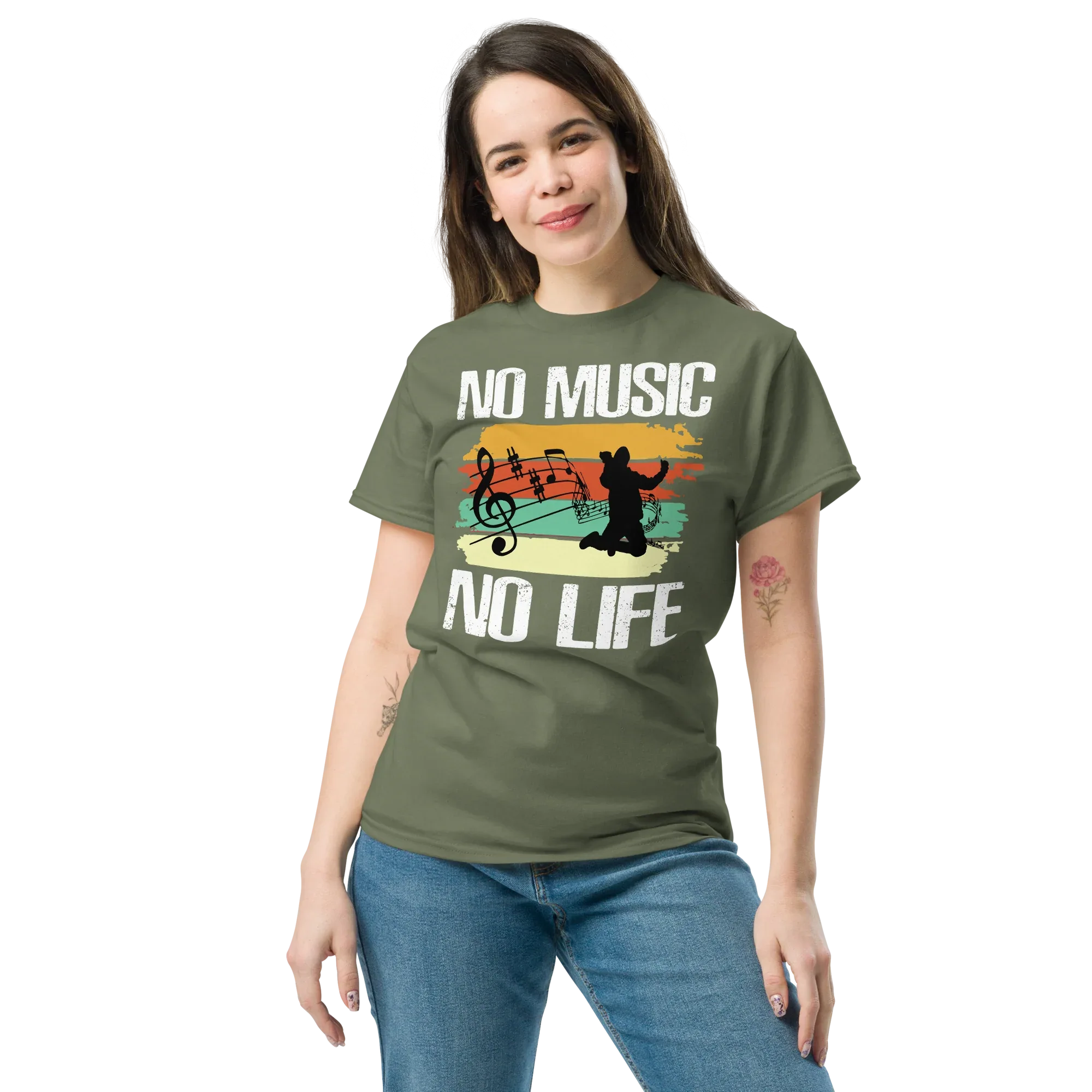 NO MUSIC NO LIFE unisex t -shirt - Printoo Shop - - 021.png, Music t-shirt, Unisex Classic Tee | Gildan 5000