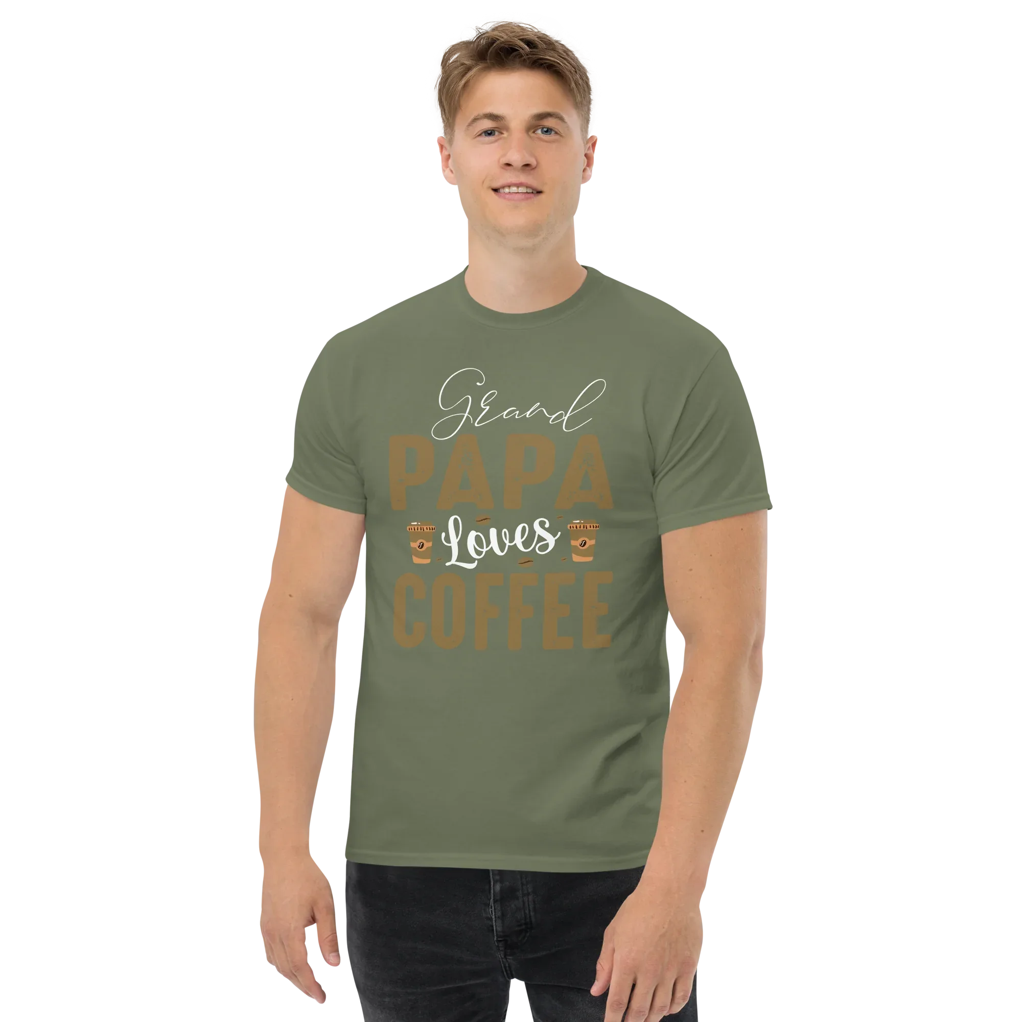 GRANDPA LOVES COFFEE unisex t-shirt - - - Printoo Shop