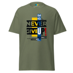 NEVER GIVE UP men’s t-shirt - Dark Heather / S - Printoo Shop - 3706269_15843