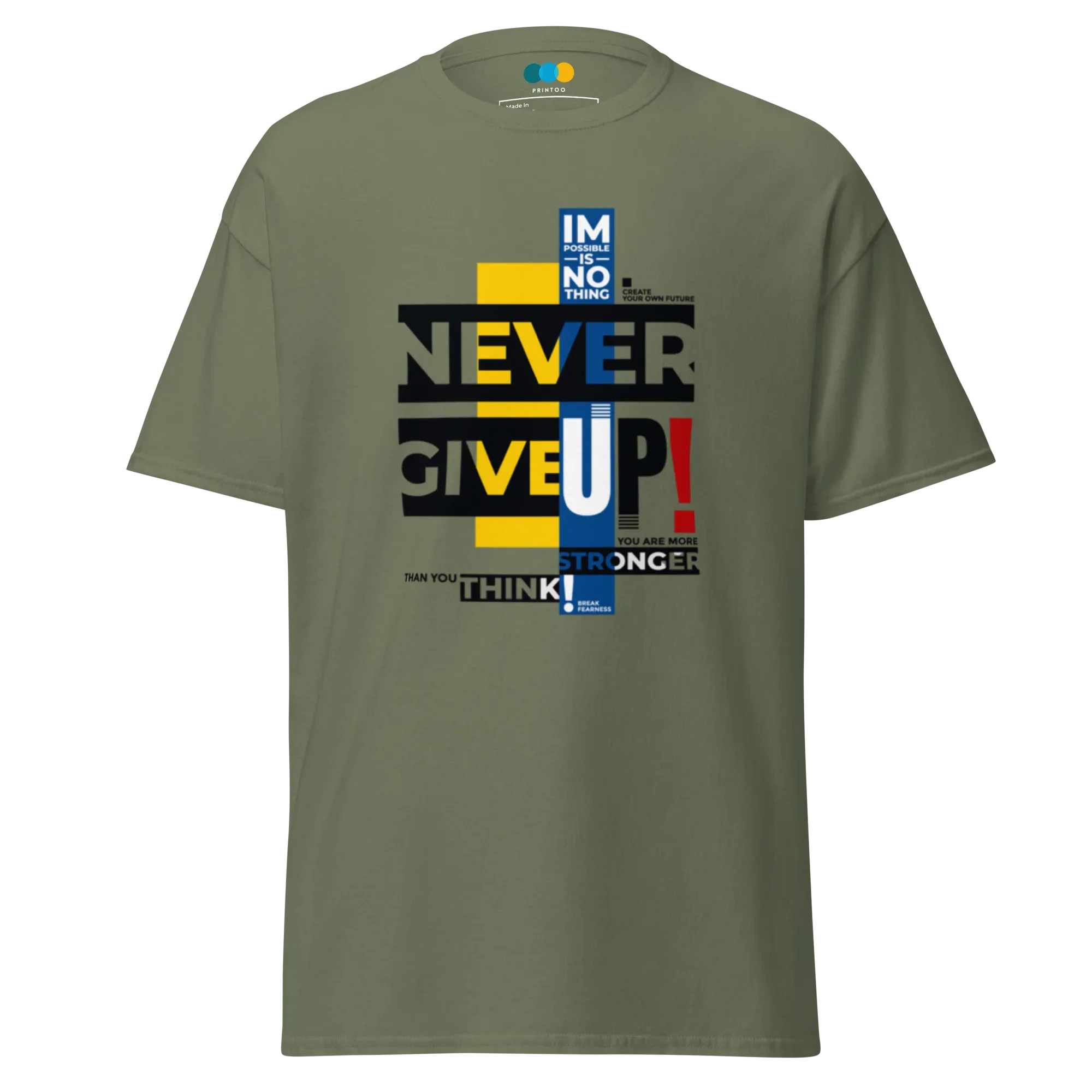 NEVER GIVE UP men’s t-shirt - Dark Heather / S - Printoo Shop - 3706269_15843