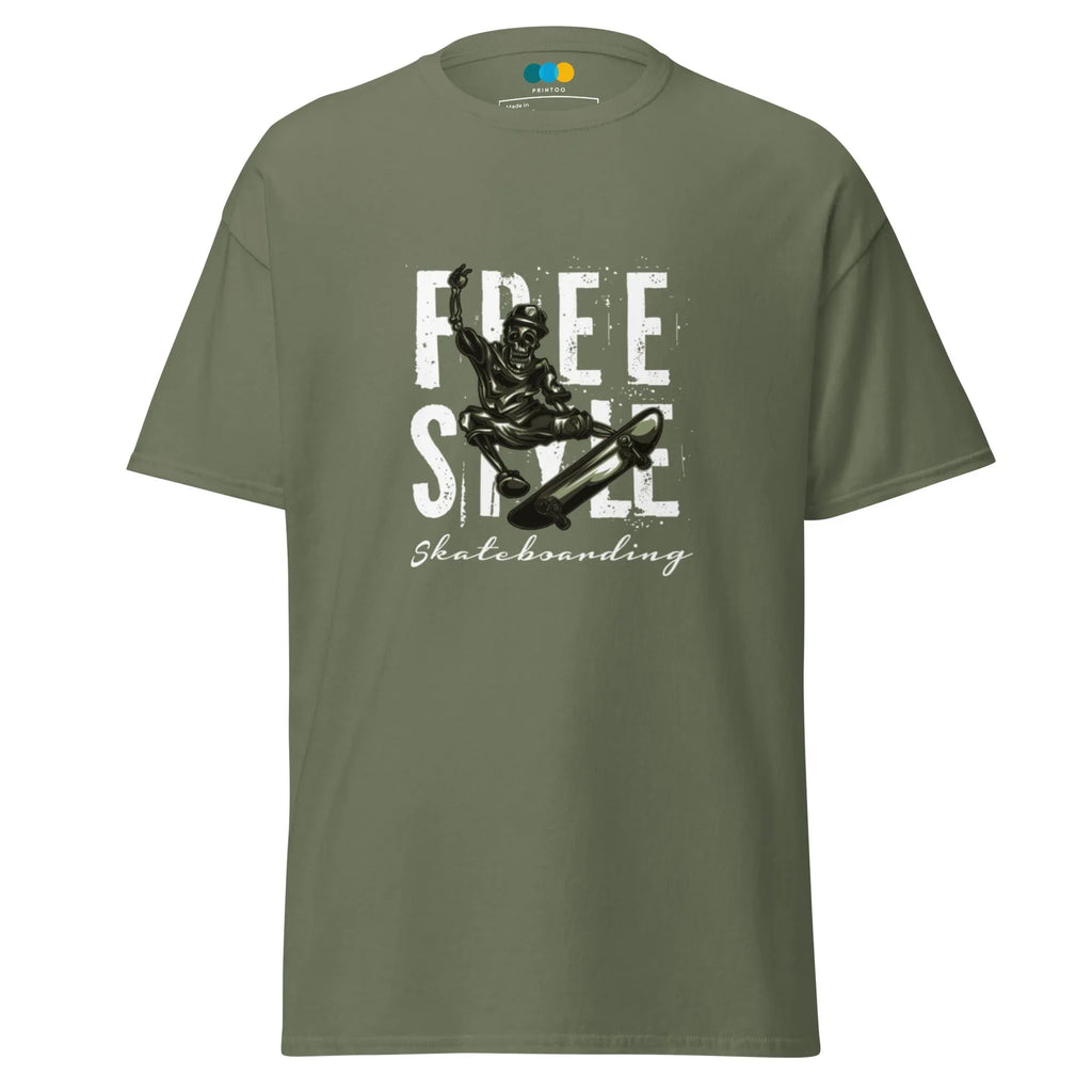 FREE STYLE SKATE VIBE men’s t-shirt - Charcoal / S - Printoo Shop - 1702754_15831
