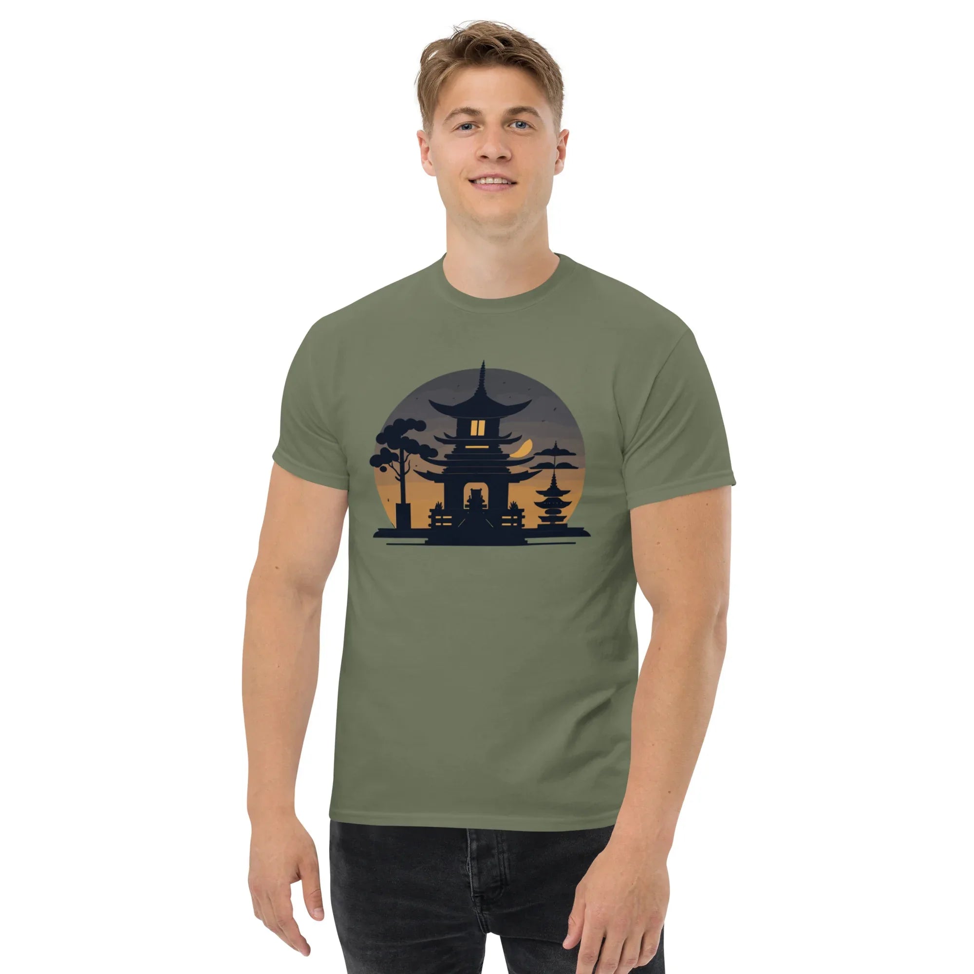 ZEN PAGODA NIGHT men’s t-shirt - Dark Chocolate / S - Printoo Shop - 2121444_15837