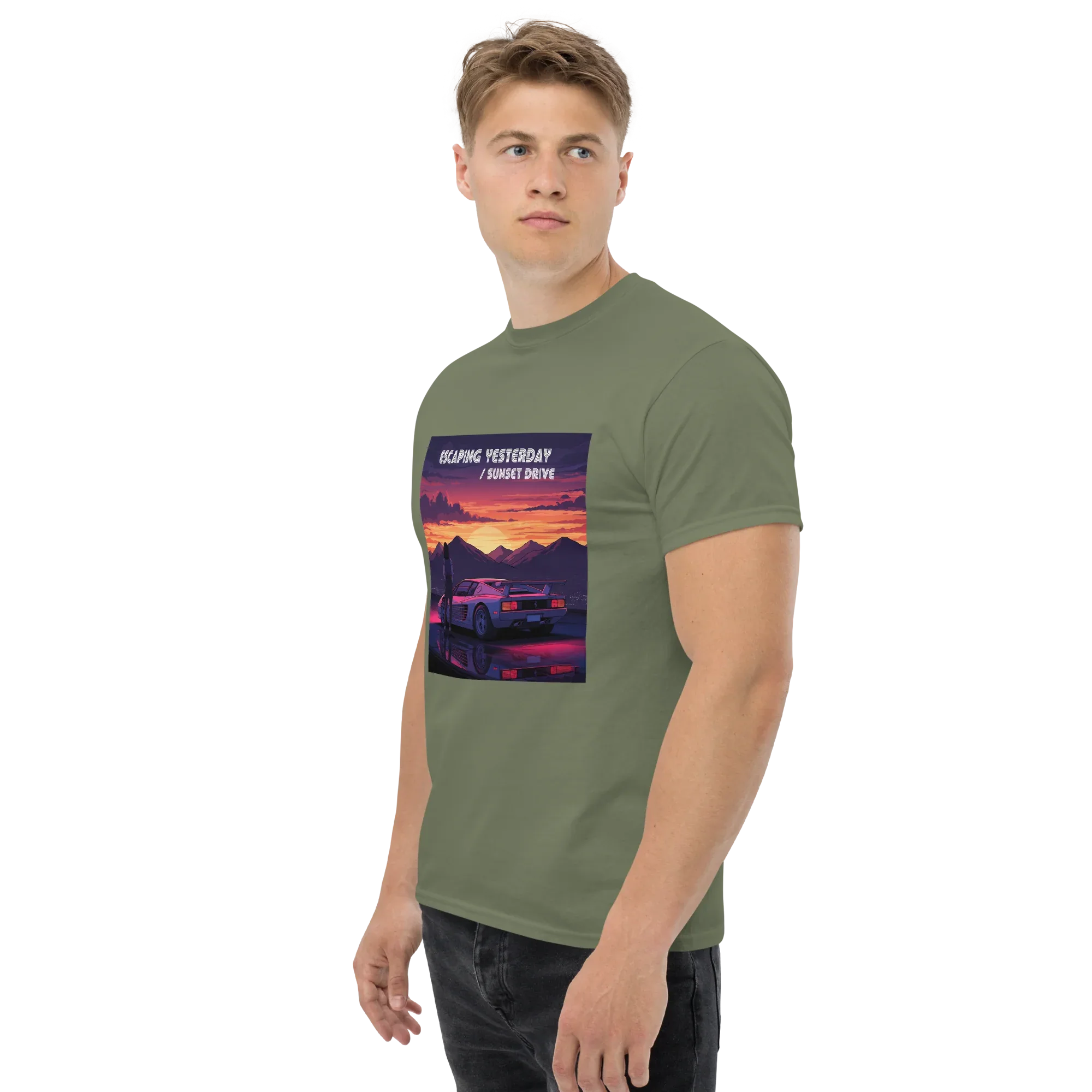 ESCAPING YESTERDAY unisex t-shirt - Printoo Shop - - Retro & Synthwave T-Shirts, t-shirt, unisex, Unisex Classic Tee | Gildan 5000