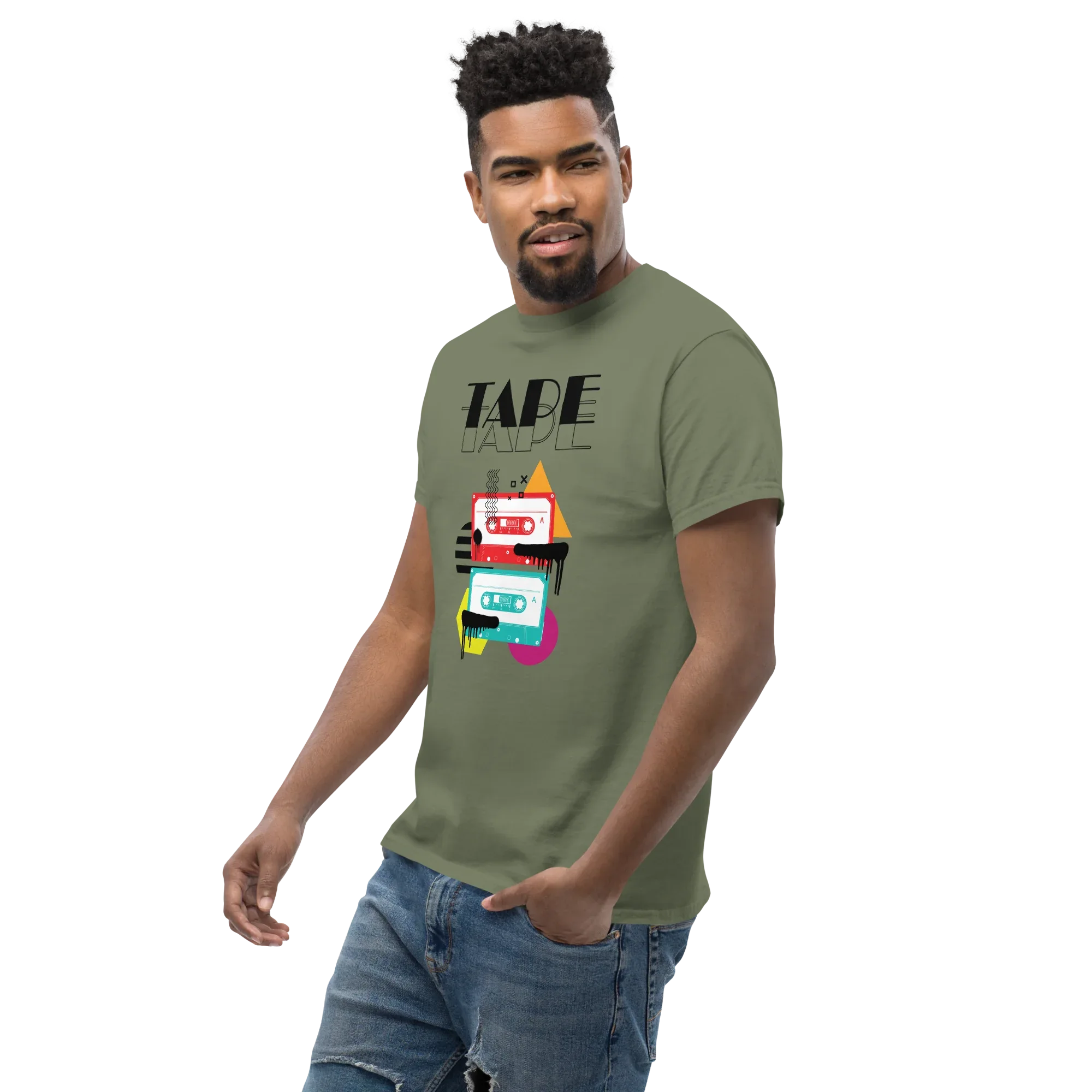 RETRO VIBE TAPE ART men’s t-shirt - Dark Heather / S - Printoo Shop - 3593913_15843