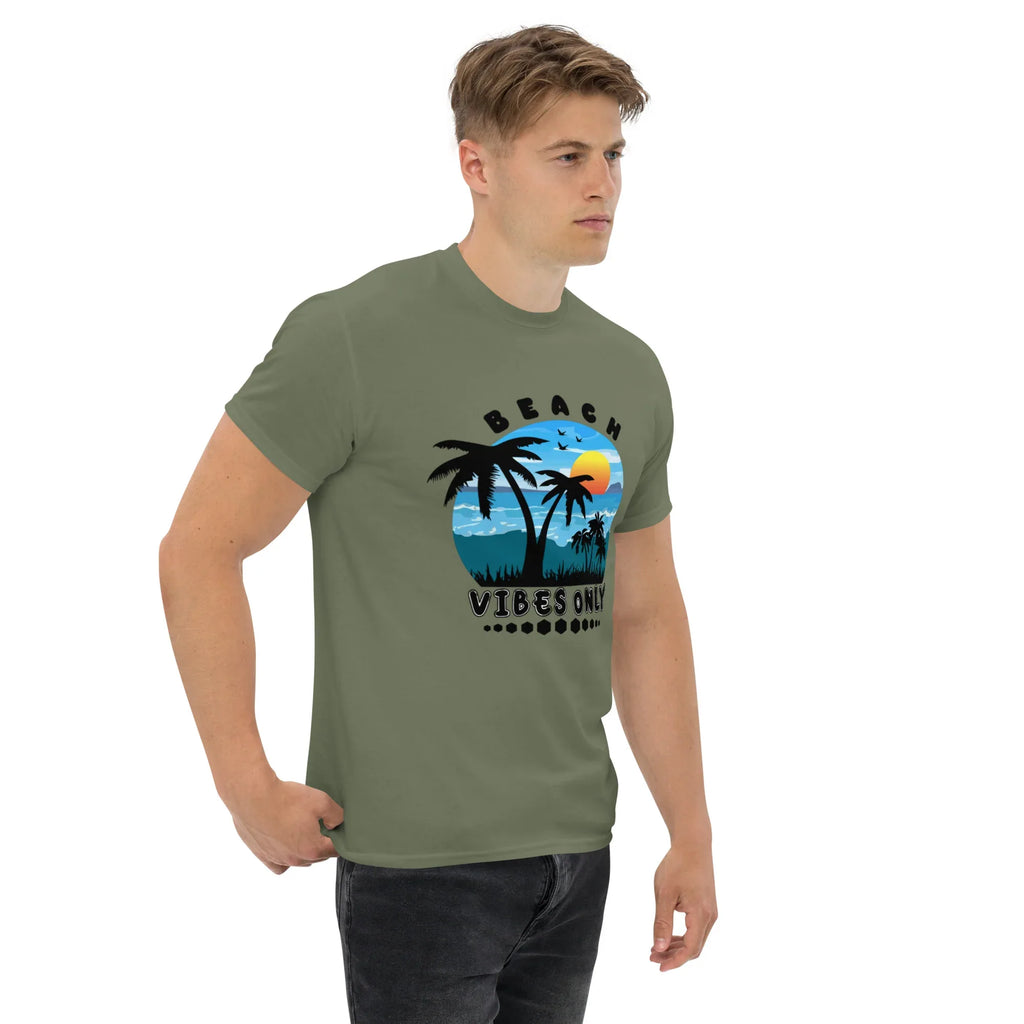 BEACH VIBES ONLY men’s t-shirt - Sapphire / S - Printoo Shop - 5821647_21659