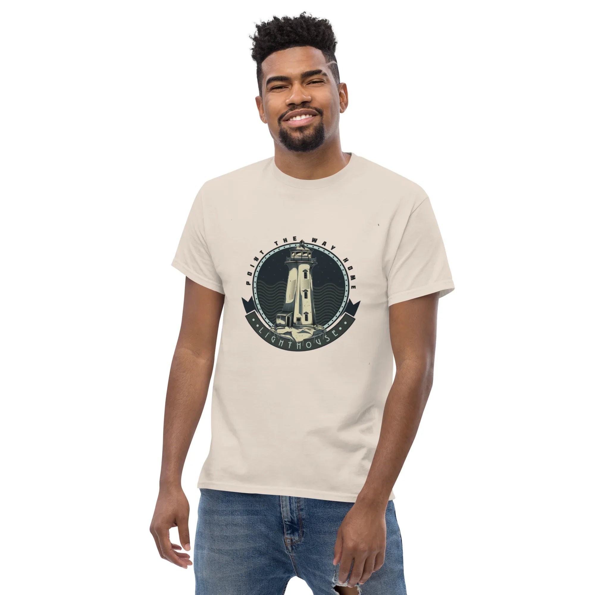 POINT THE WAY HOME men’s t-shirt - Sapphire / S - Printoo Shop - 5028647_21659