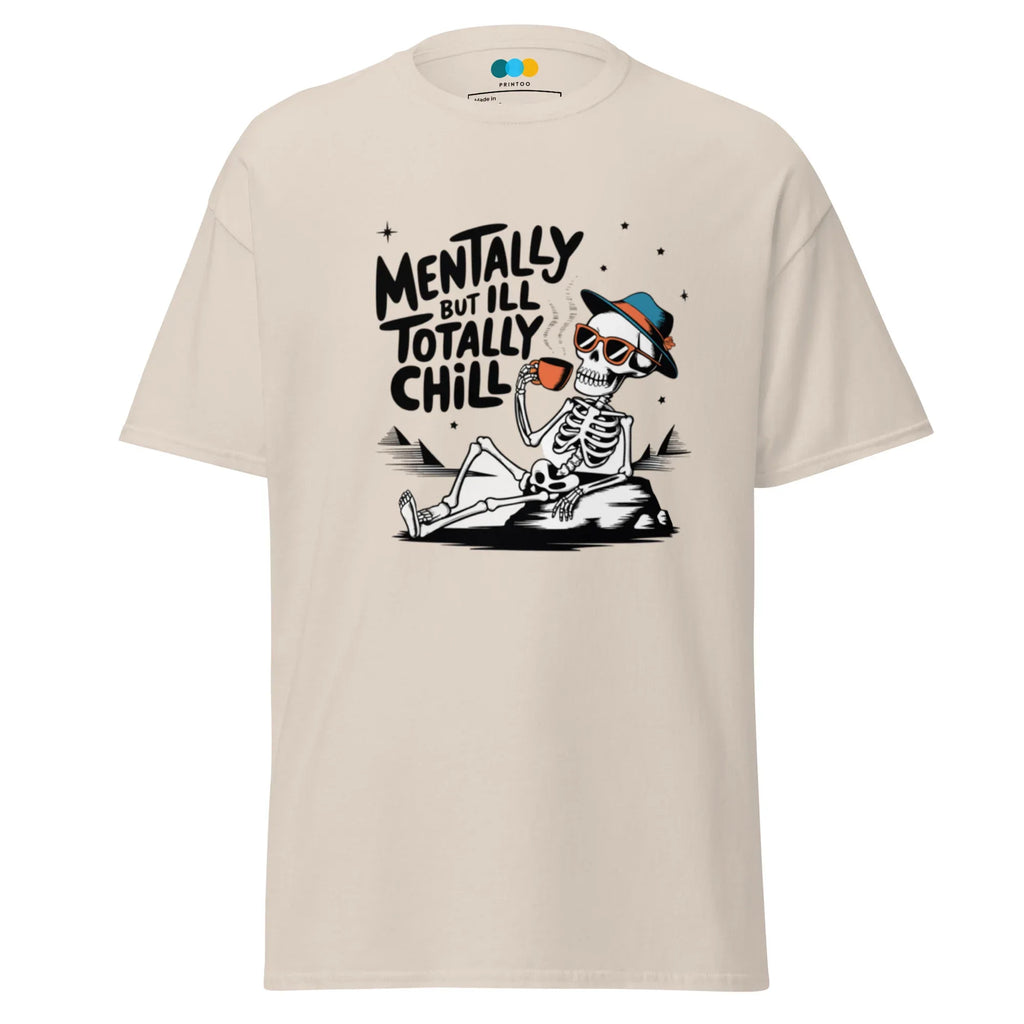 TOTALLY CHILL SKELETON men’s t-shirt - Charcoal / S - Printoo Shop - 8286677_15831