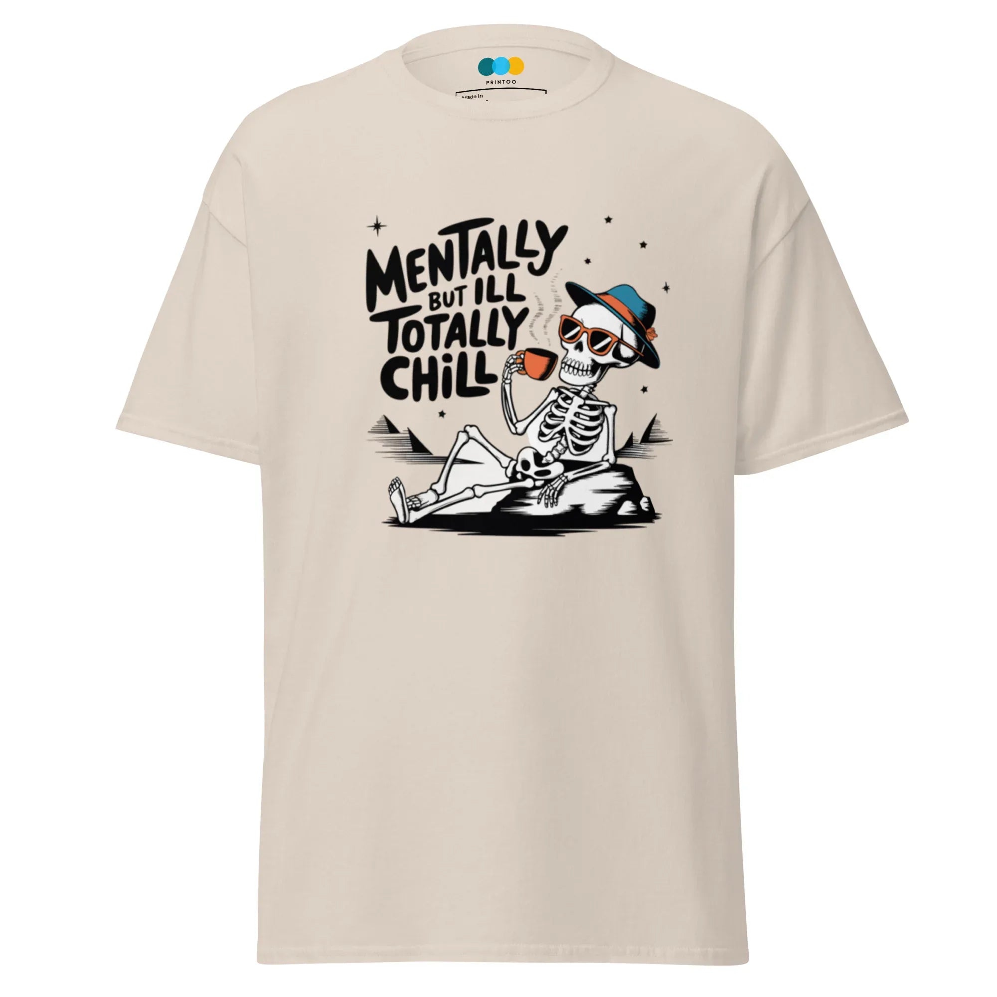 TOTALLY CHILL SKELETON men’s t-shirt - Charcoal / S - Printoo Shop - 8286677_15831
