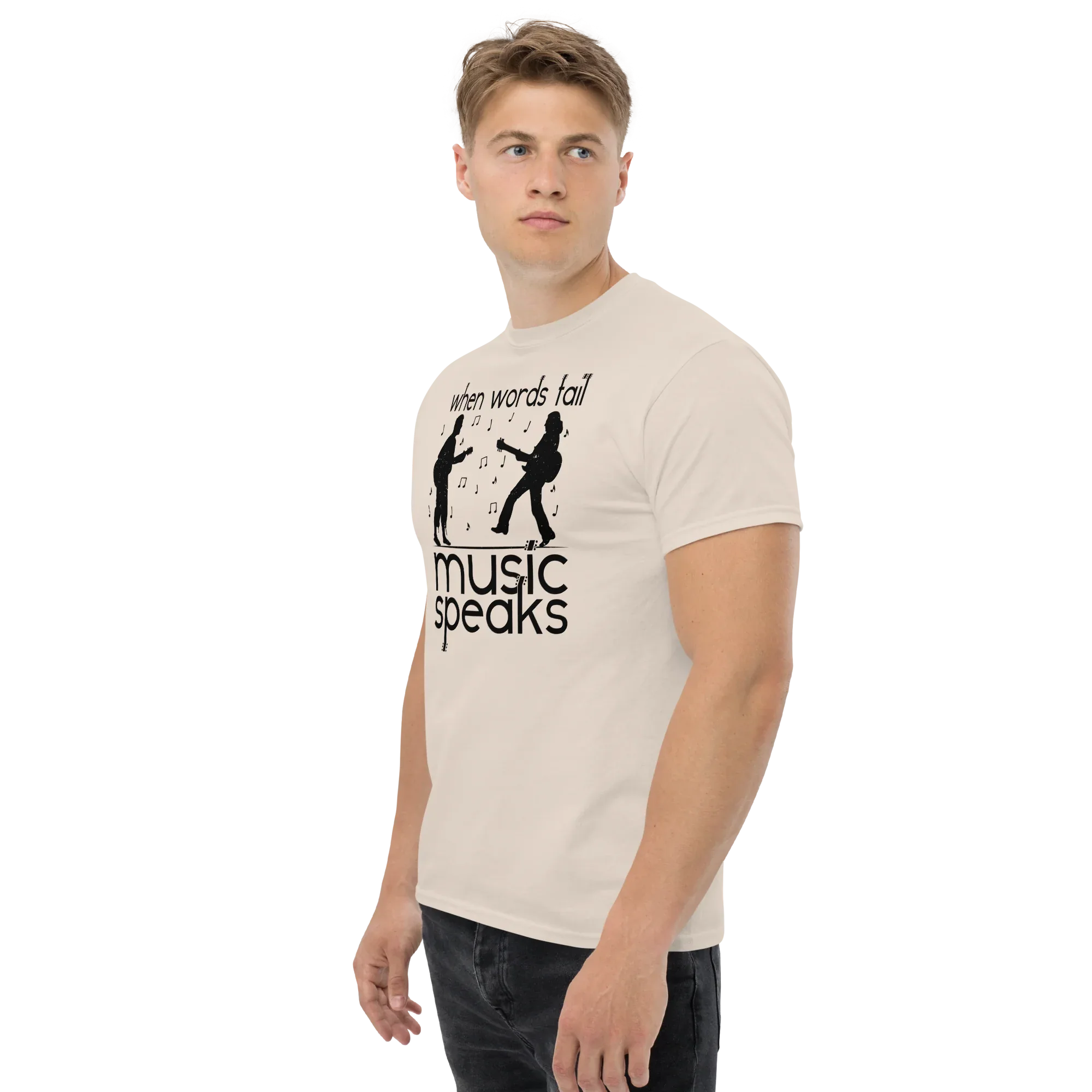 WHEN WORDS FAIL MUSIC SPEAKS unisex t-shirt - - Printoo Shop -