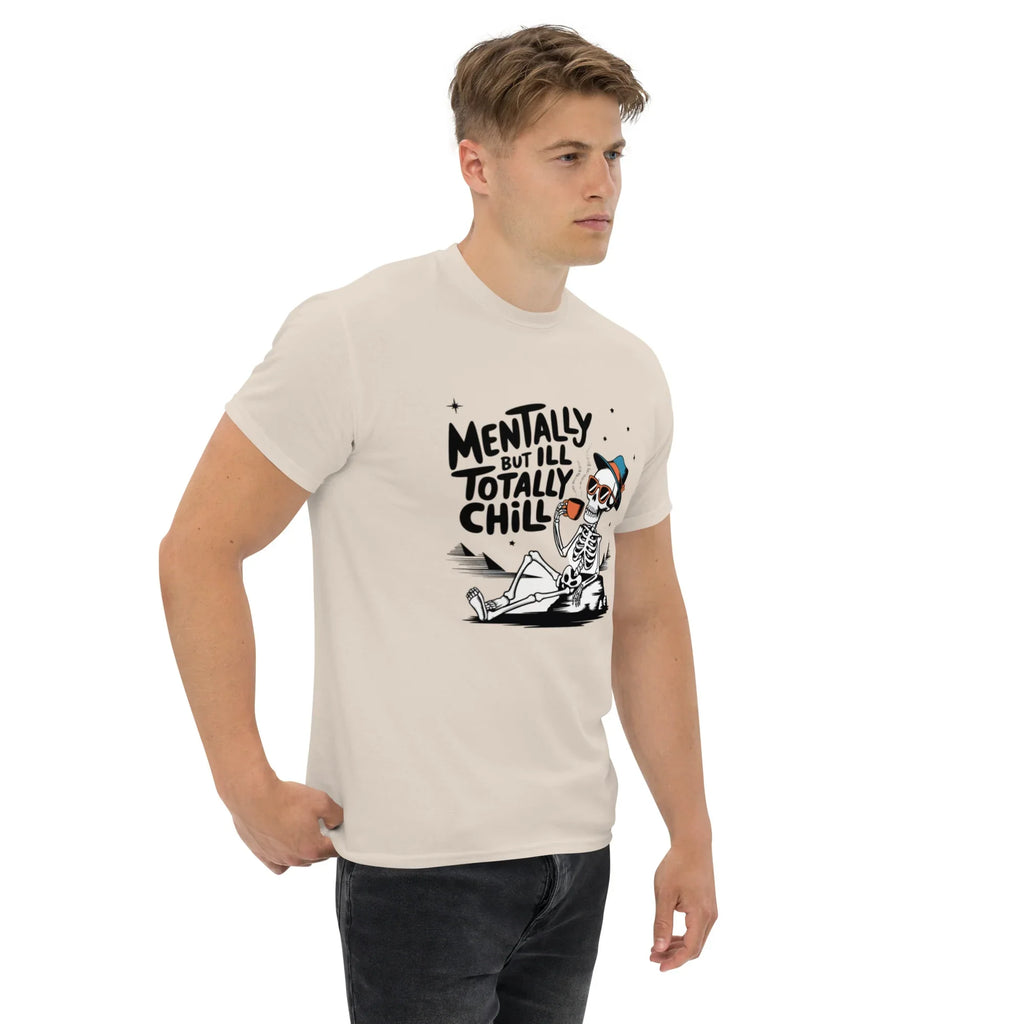 TOTALLY CHILL SKELETON men’s t-shirt - Charcoal / S - Printoo Shop - 8286677_15831