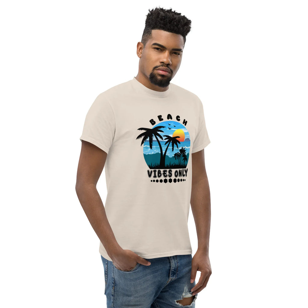 BEACH VIBES ONLY men’s t-shirt - Sapphire / S - Printoo Shop - 5821647_21659