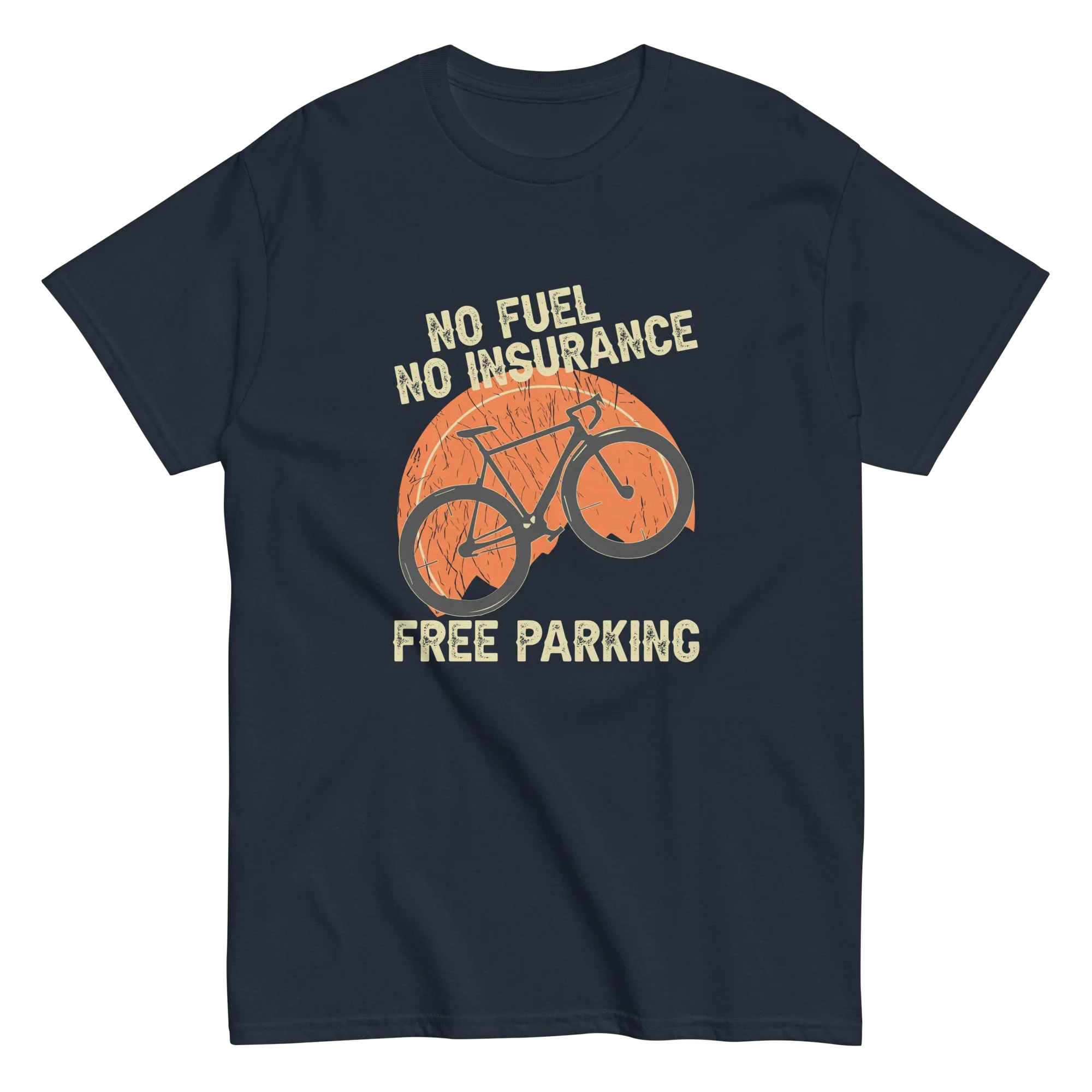 NO FUEL - NO INSURANCE - FREE PARKING unisex t-shirt - - Bicycle t-shirts - Printoo Shop
