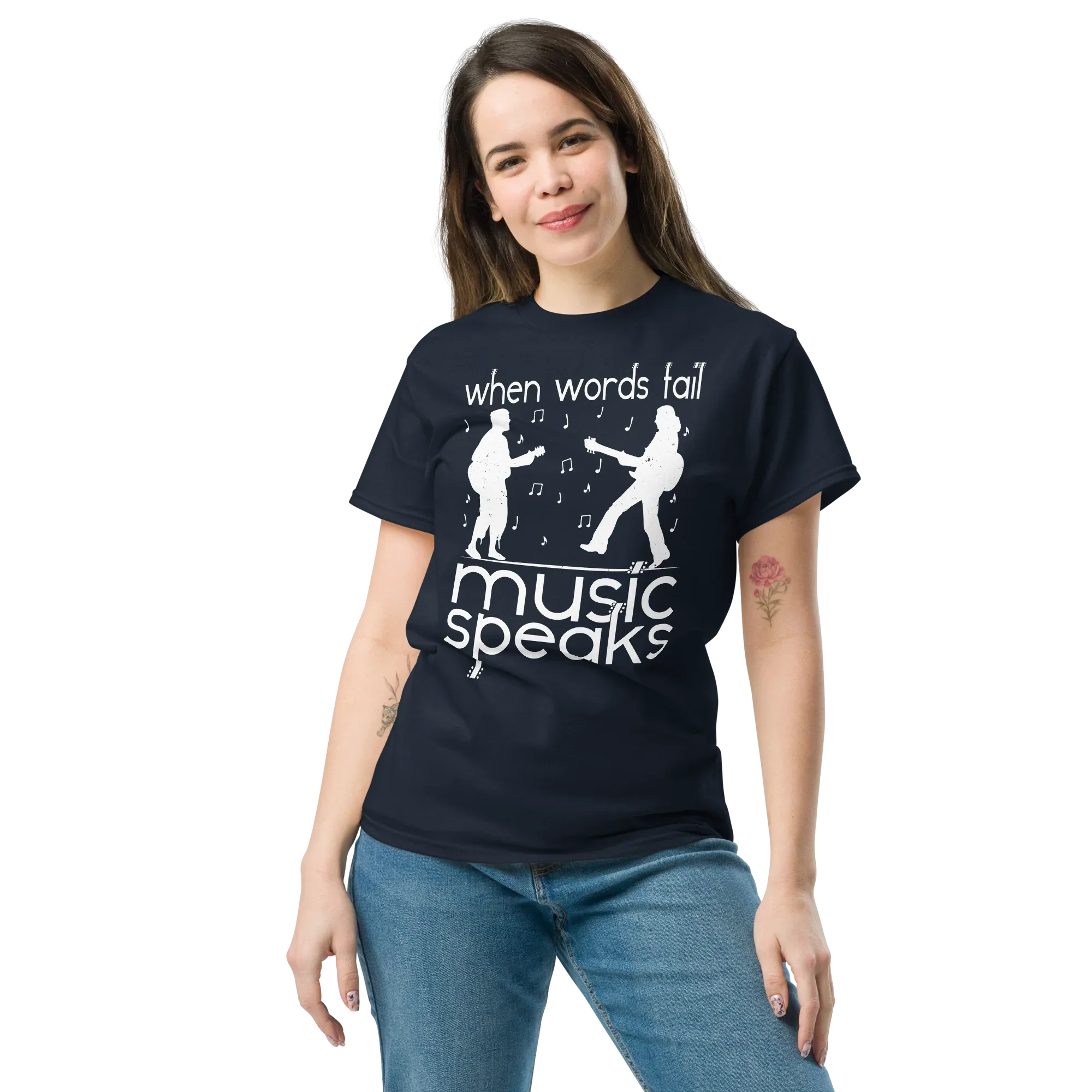 WHEN WORDS FAIL MUSIC SPEAKS unisex t-shirt - - Music t-shirts - Printoo Shop