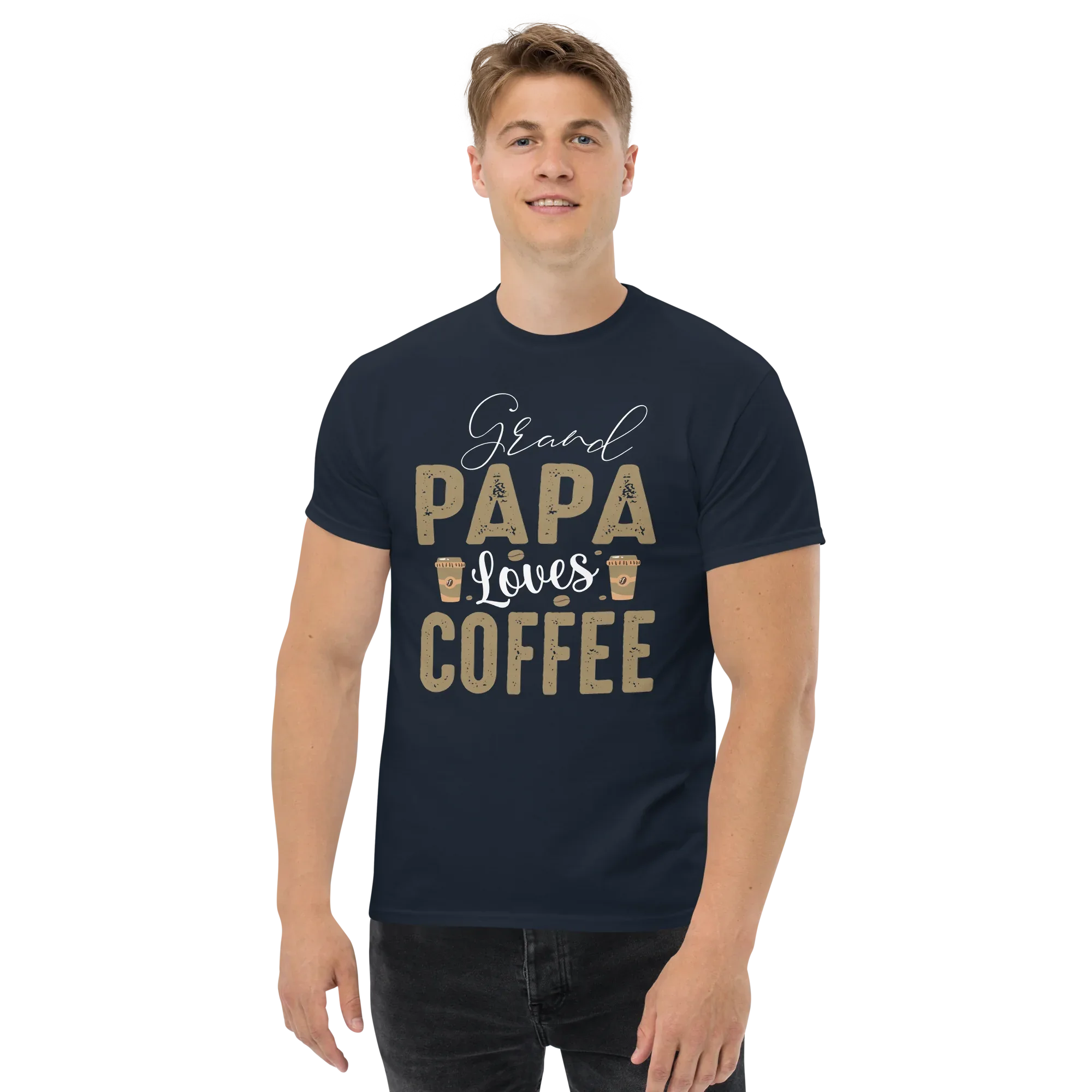 GRANDPA LOVES COFFEE unisex t-shirt - - - Printoo Shop