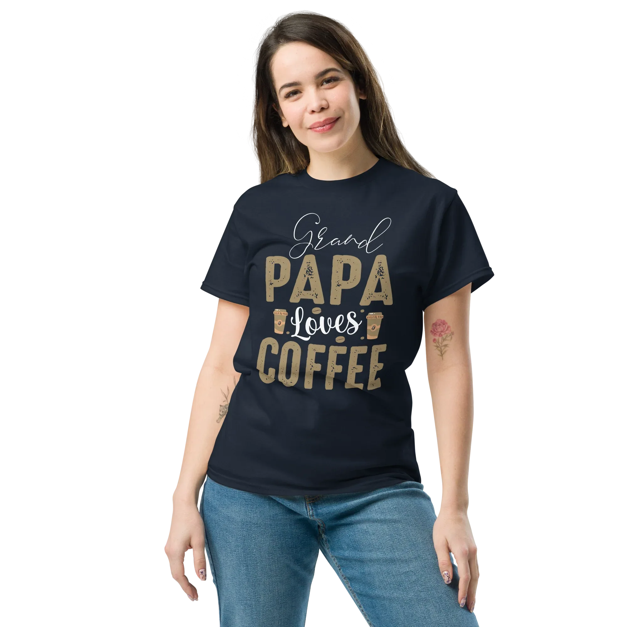 GRANDPA LOVES COFFEE unisex t-shirt - - - Printoo Shop