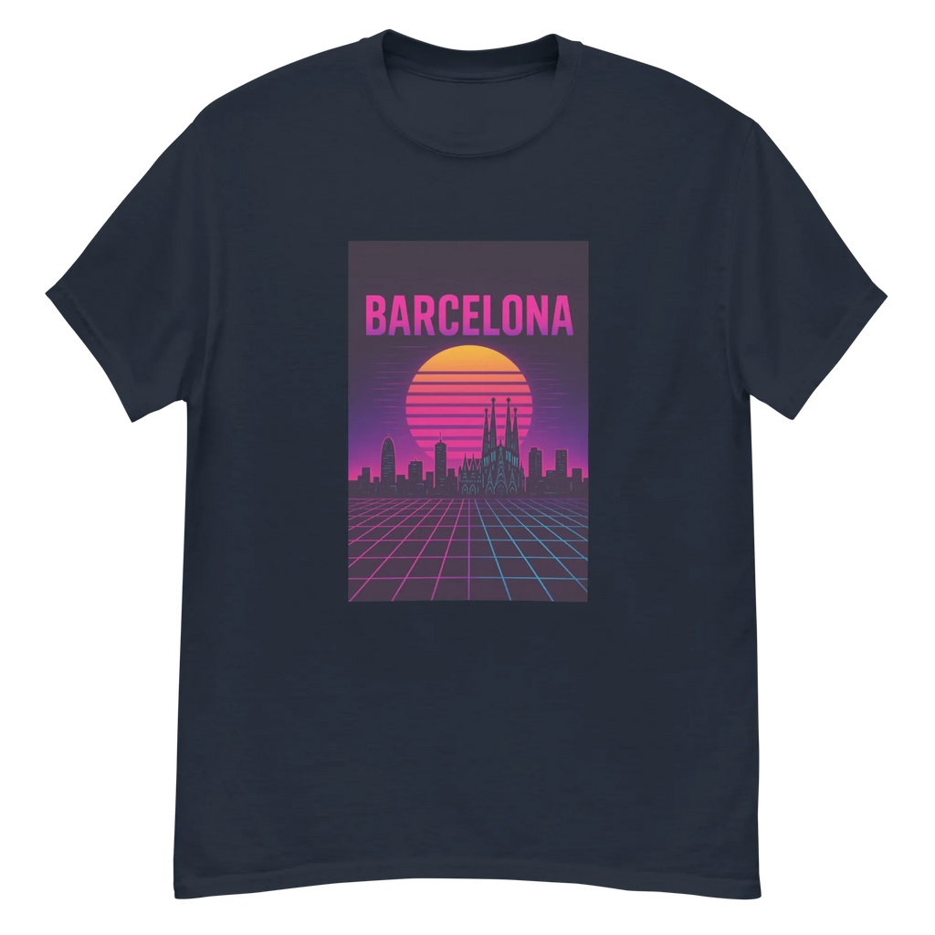 BARCELONA RETRO SYNTHWAVE unisex t-shirt - Printoo Shop - - Retro & Synthwave T-Shirts, t-shirt, unisex, Unisex Classic Tee | Gildan 5000
