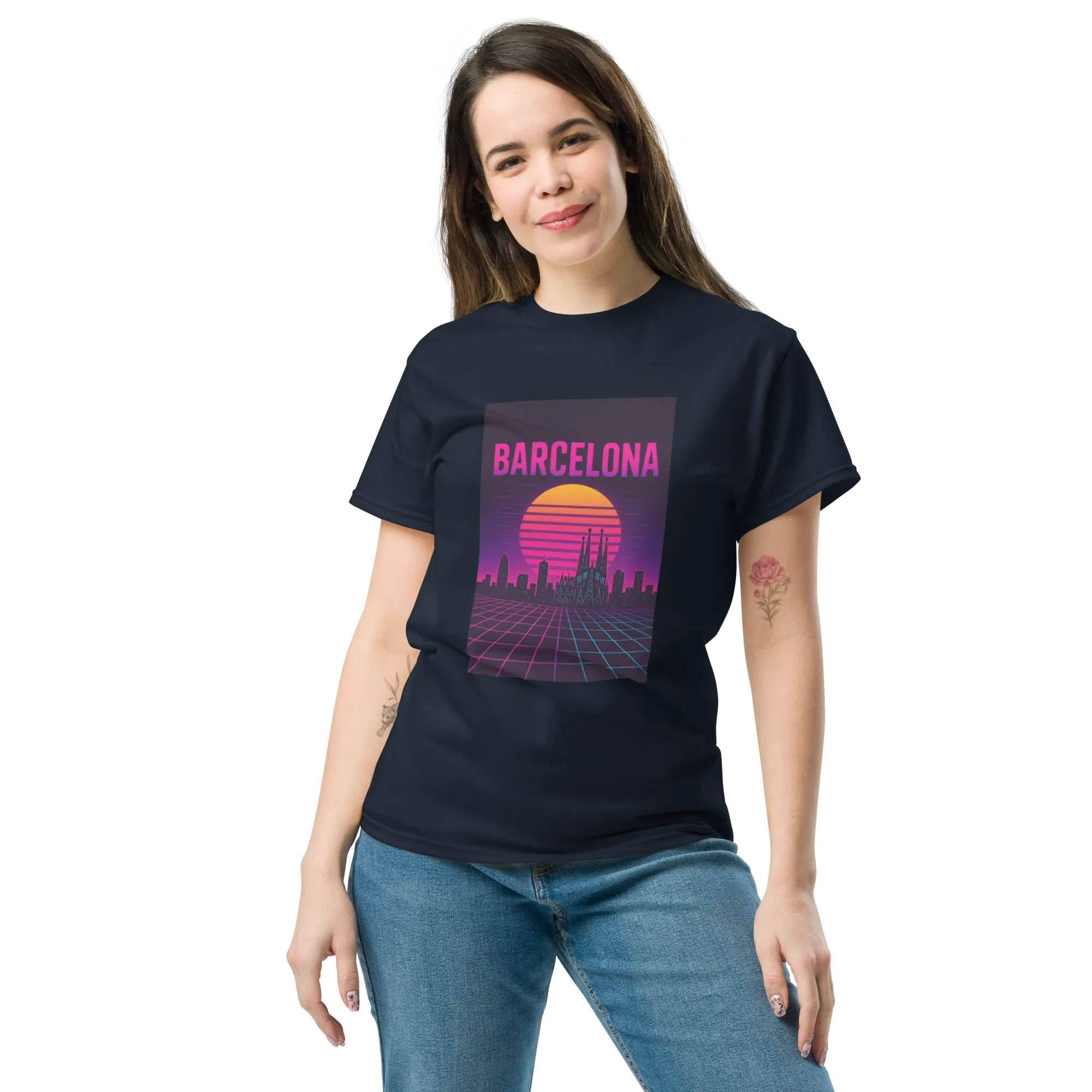 BARCELONA RETRO SYNTHWAVE unisex t-shirt - Printoo Shop - - Retro & Synthwave T-Shirts, t-shirt, unisex, Unisex Classic Tee | Gildan 5000