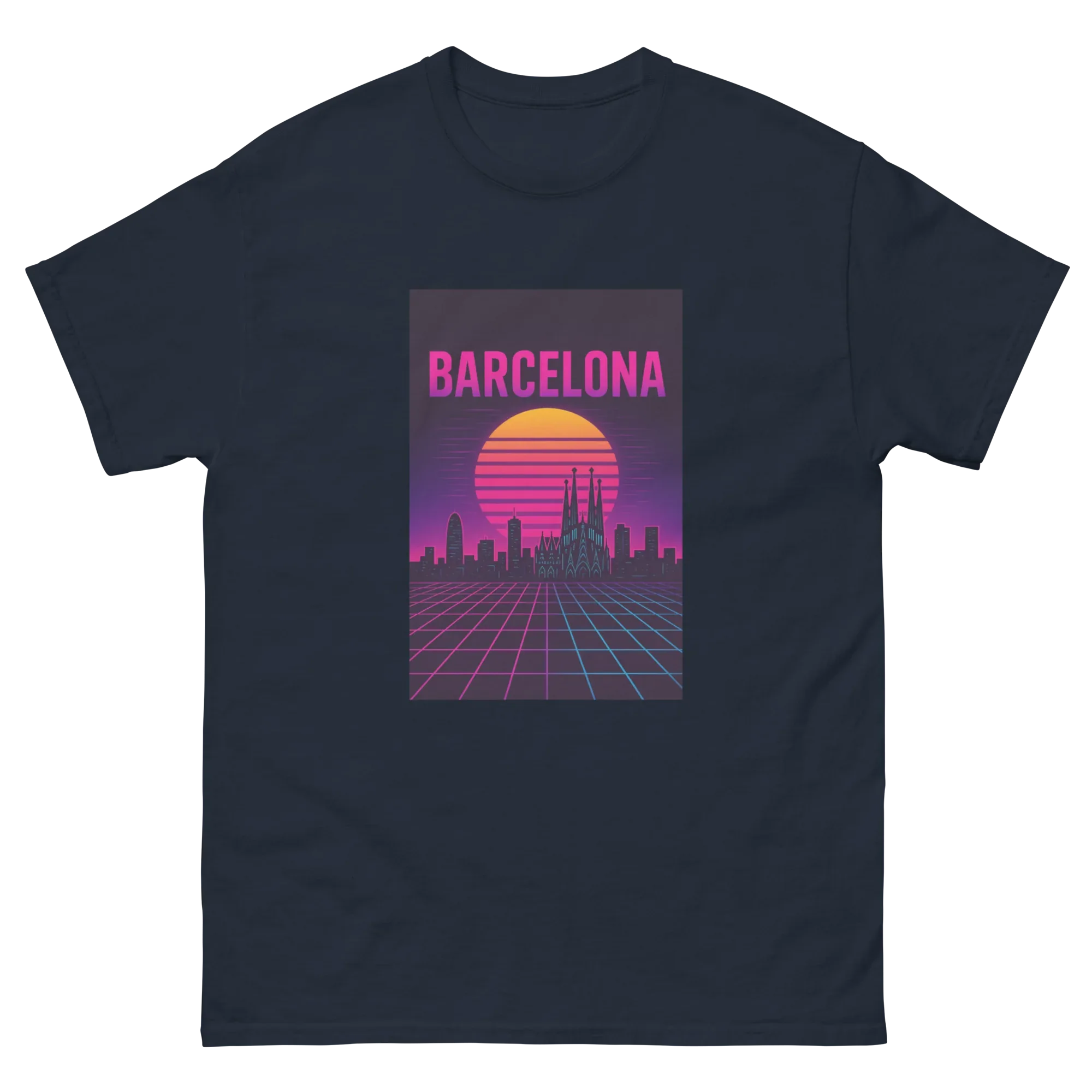 BARCELONA RETRO SYNTHWAVE unisex t-shirt - Printoo Shop - - Retro & Synthwave T-Shirts, t-shirt, unisex, Unisex Classic Tee | Gildan 5000