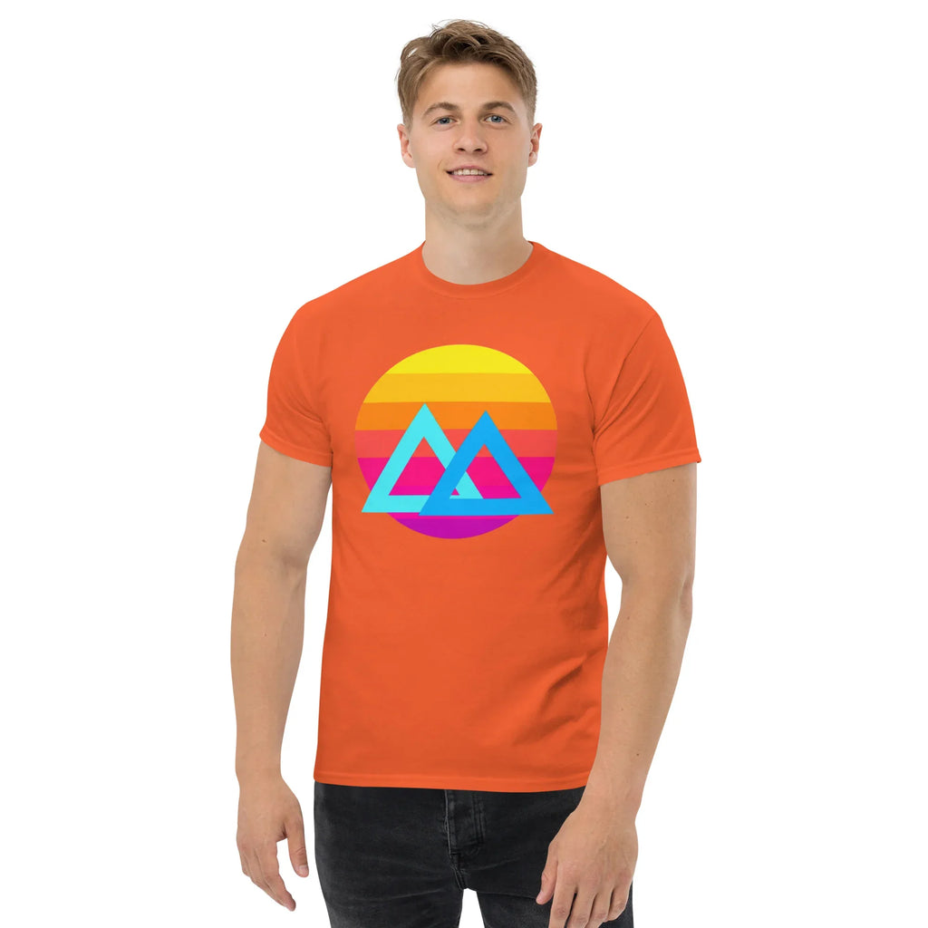 SUNSET GEOMETRY unisex t-shirt - Printoo Shop - - Retro & Synthwave T-Shirts, t-shirt, unisex, Unisex Classic Tee | Gildan 5000