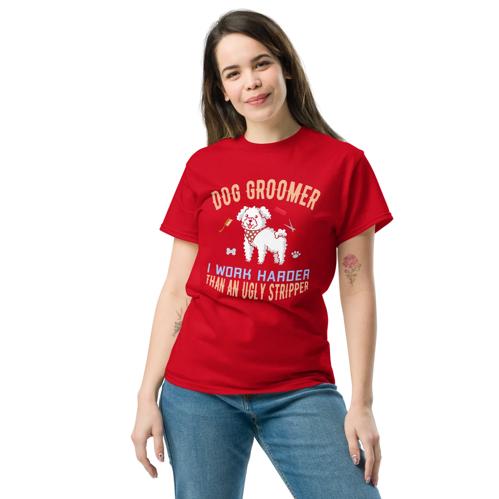 DOG GROOMER Unisex T-Shirt - Kastanienbraun / S - Printoo Shop - 2205471_12634