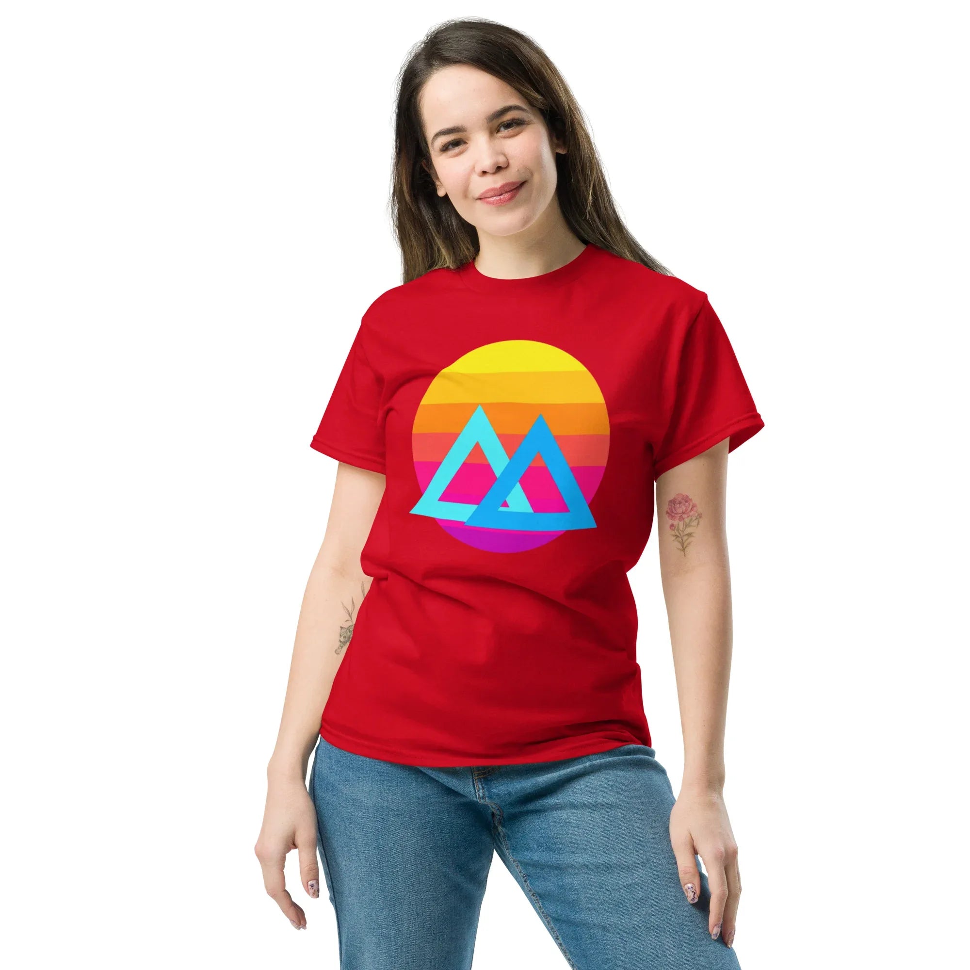 SUNSET GEOMETRY unisex t-shirt - Printoo Shop - - Retro & Synthwave T-Shirts, t-shirt, unisex, Unisex Classic Tee | Gildan 5000
