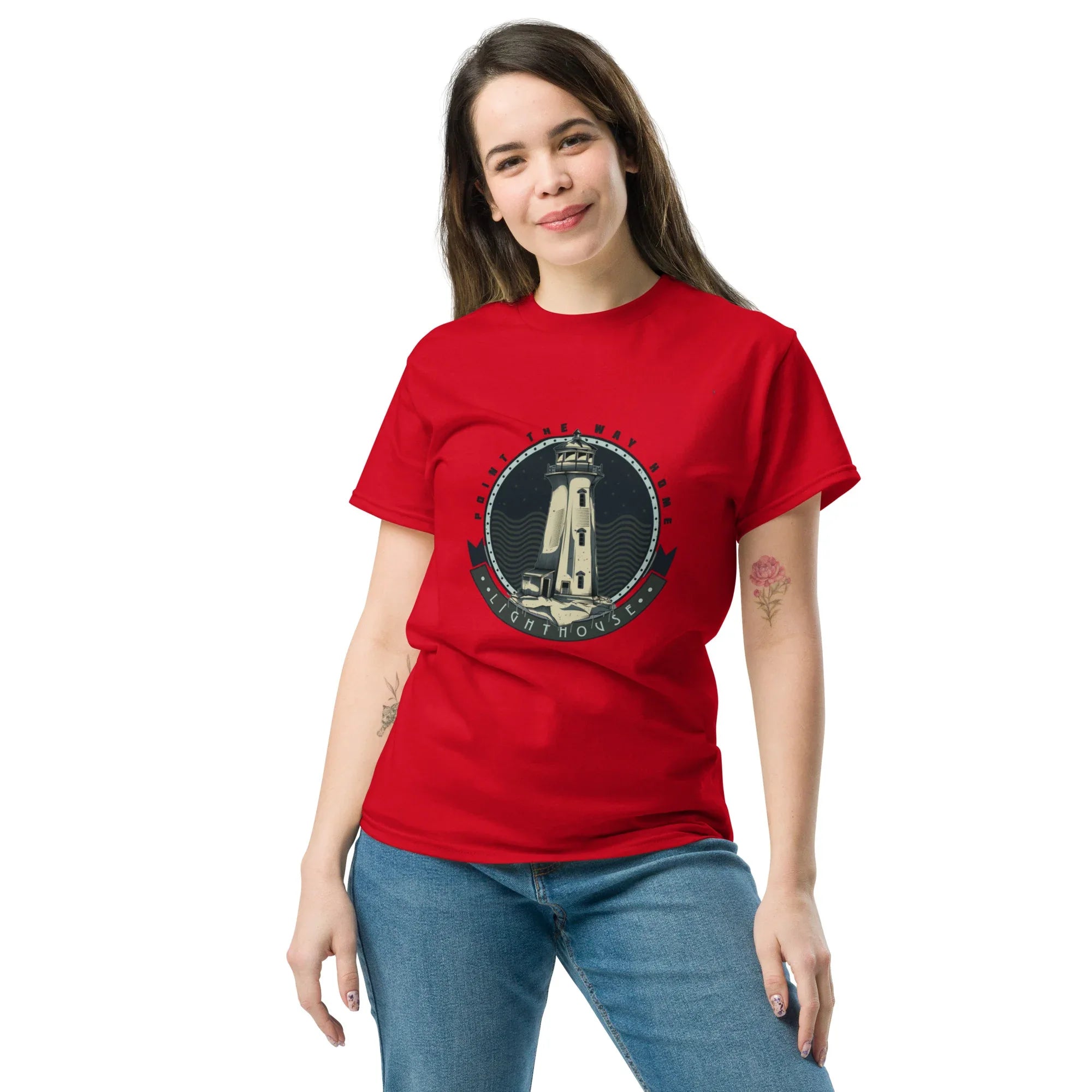 ALT: Rotes Damen T-Shirt "POINT THE WAY HOME" in Größe S von Printoo Shop - 6317705_11566