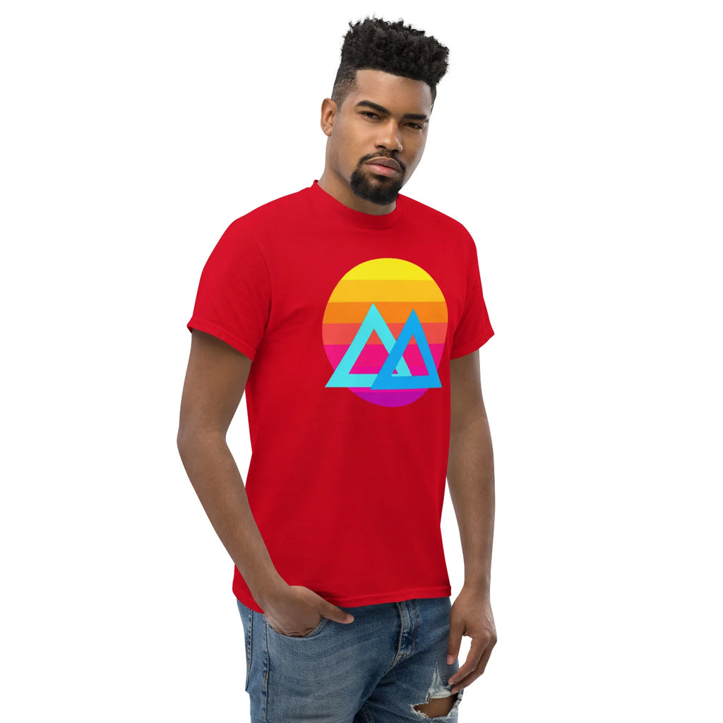 SUNSET GEOMETRY unisex t-shirt - Printoo Shop - - Retro & Synthwave T-Shirts, t-shirt, unisex, Unisex Classic Tee | Gildan 5000