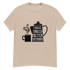 COFFEE SMELLS BETTER OUTDOORS unisex t-shirt - - - Printoo Shop