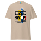 NEVER GIVE UP men’s t-shirt - Dark Heather / S - Printoo Shop - 3706269_15843