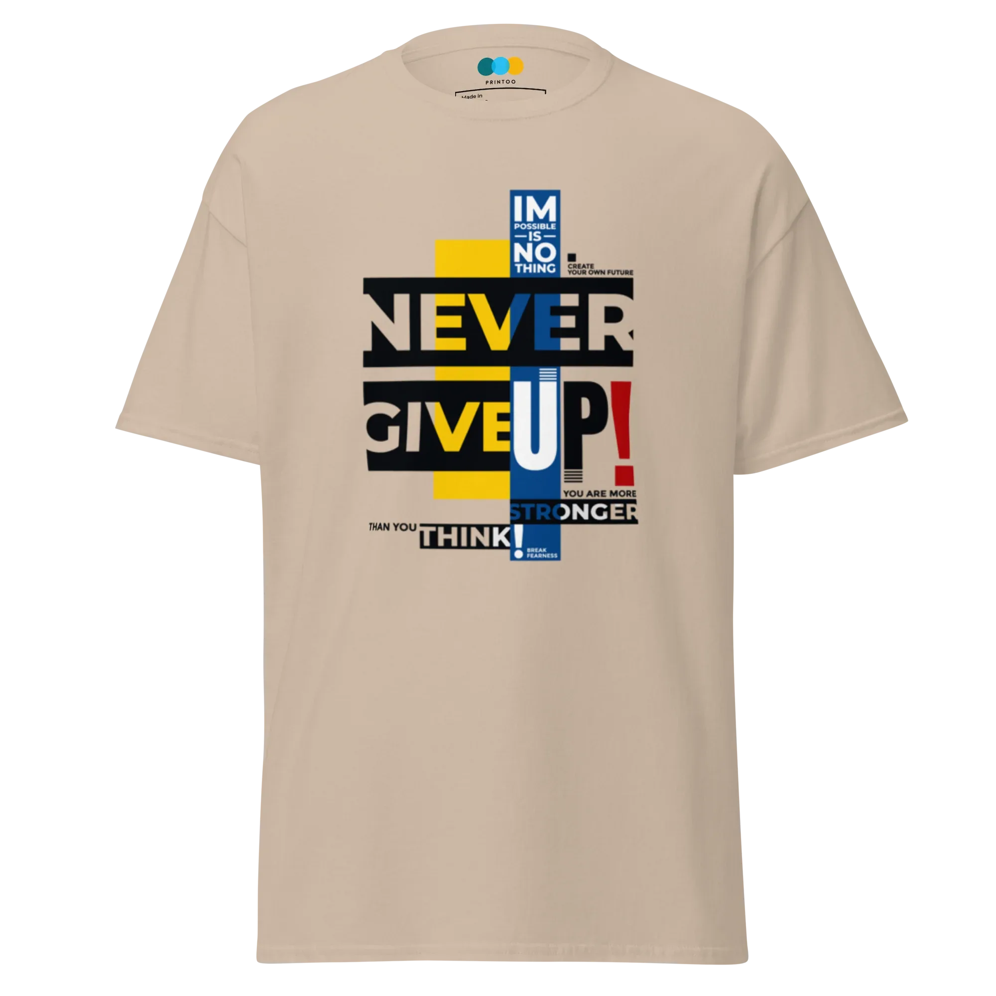 NEVER GIVE UP men’s t-shirt - Dark Heather / S - Printoo Shop - 3706269_15843