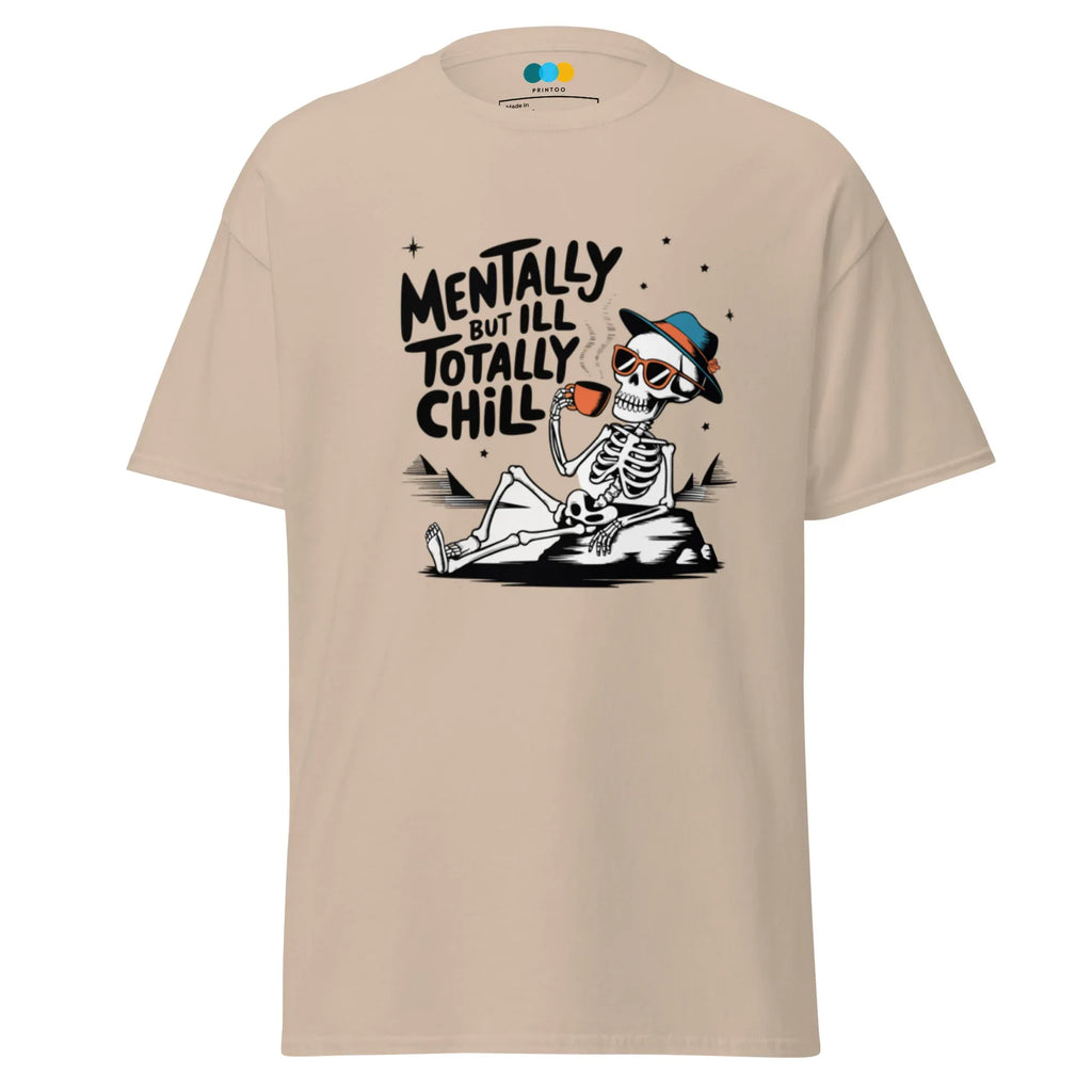 TOTALLY CHILL SKELETON men’s t-shirt - Charcoal / S - Printoo Shop - 8286677_15831