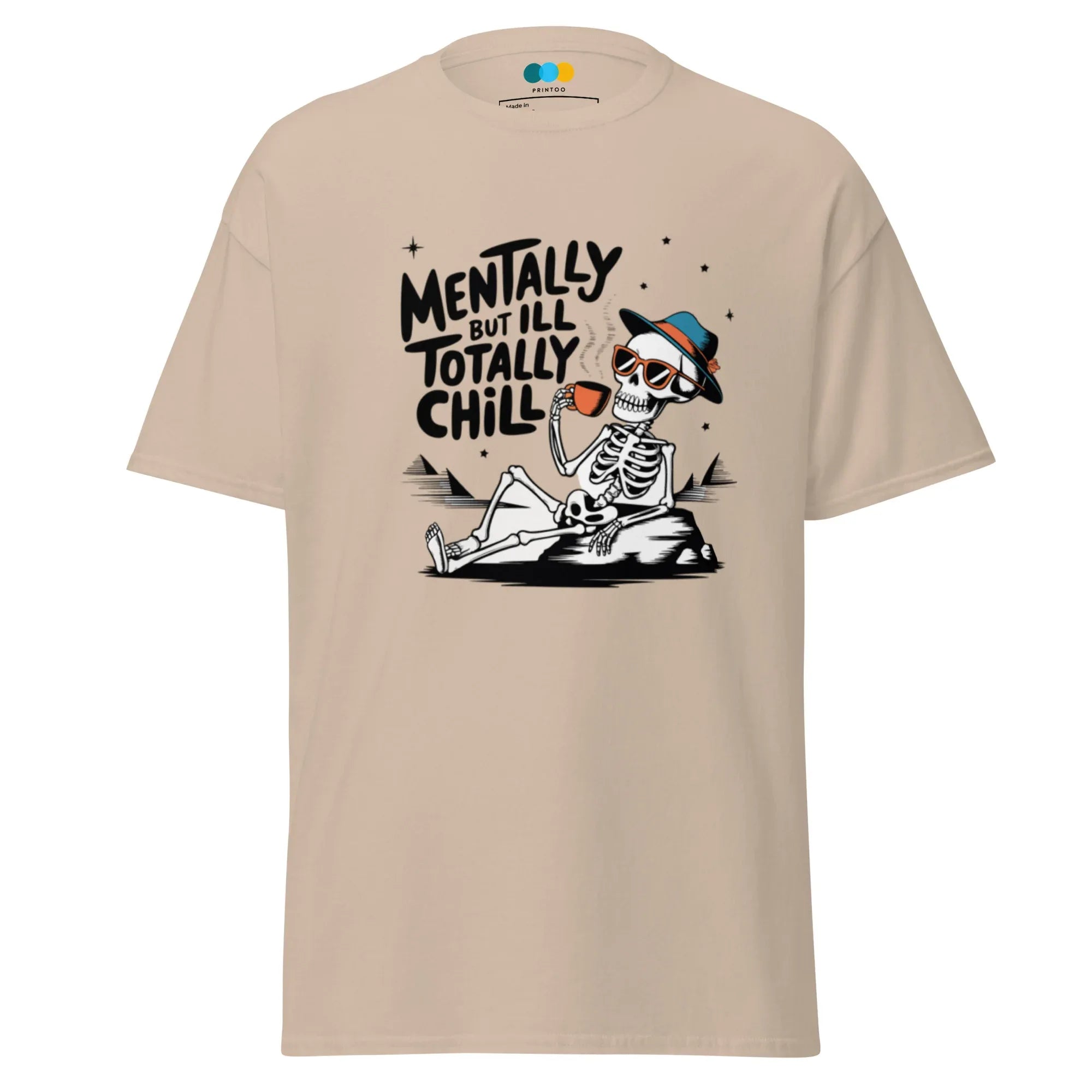 TOTALLY CHILL SKELETON men’s t-shirt - Charcoal / S - Printoo Shop - 8286677_15831