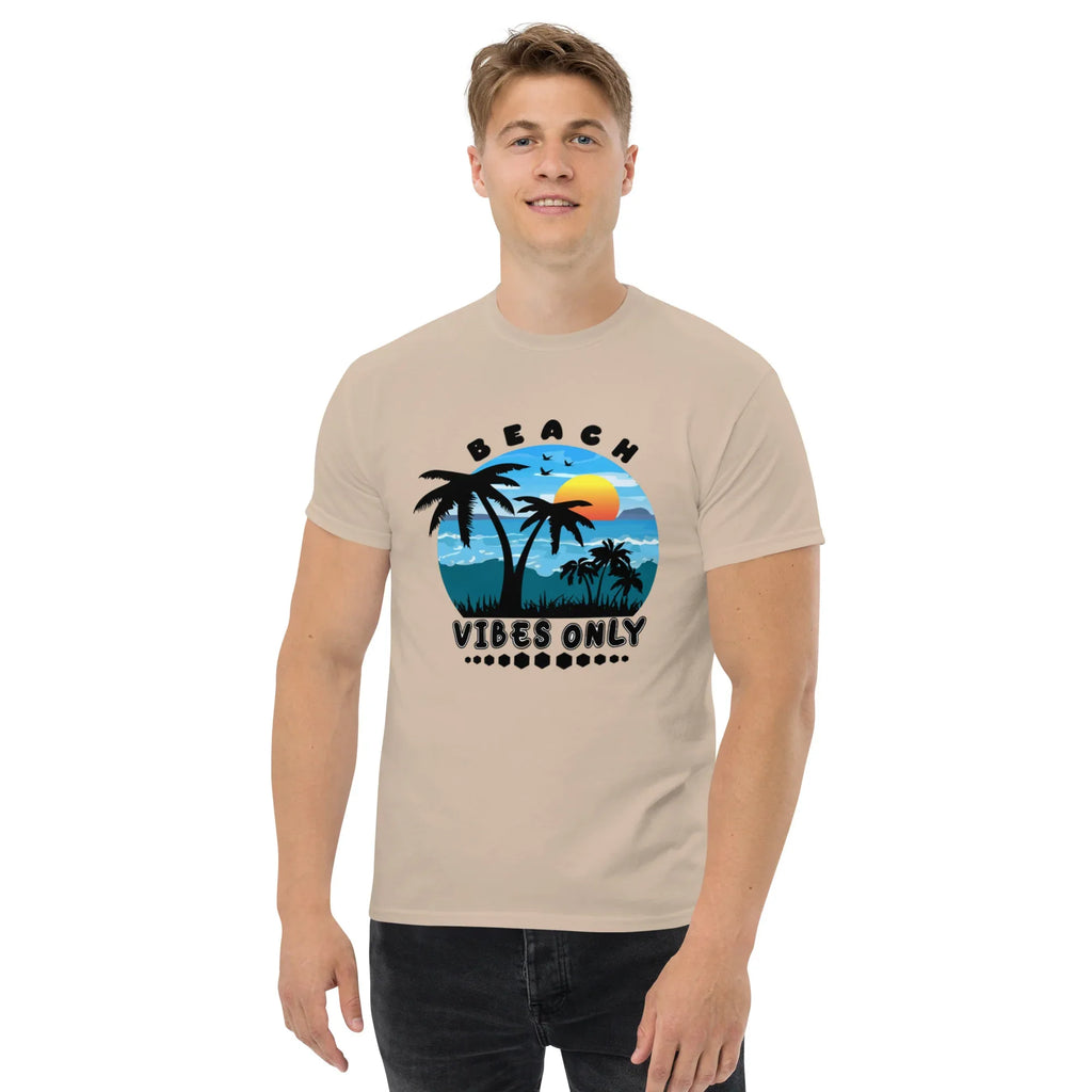 BEACH VIBES ONLY men’s t-shirt - Sapphire / S - Printoo Shop - 5821647_21659