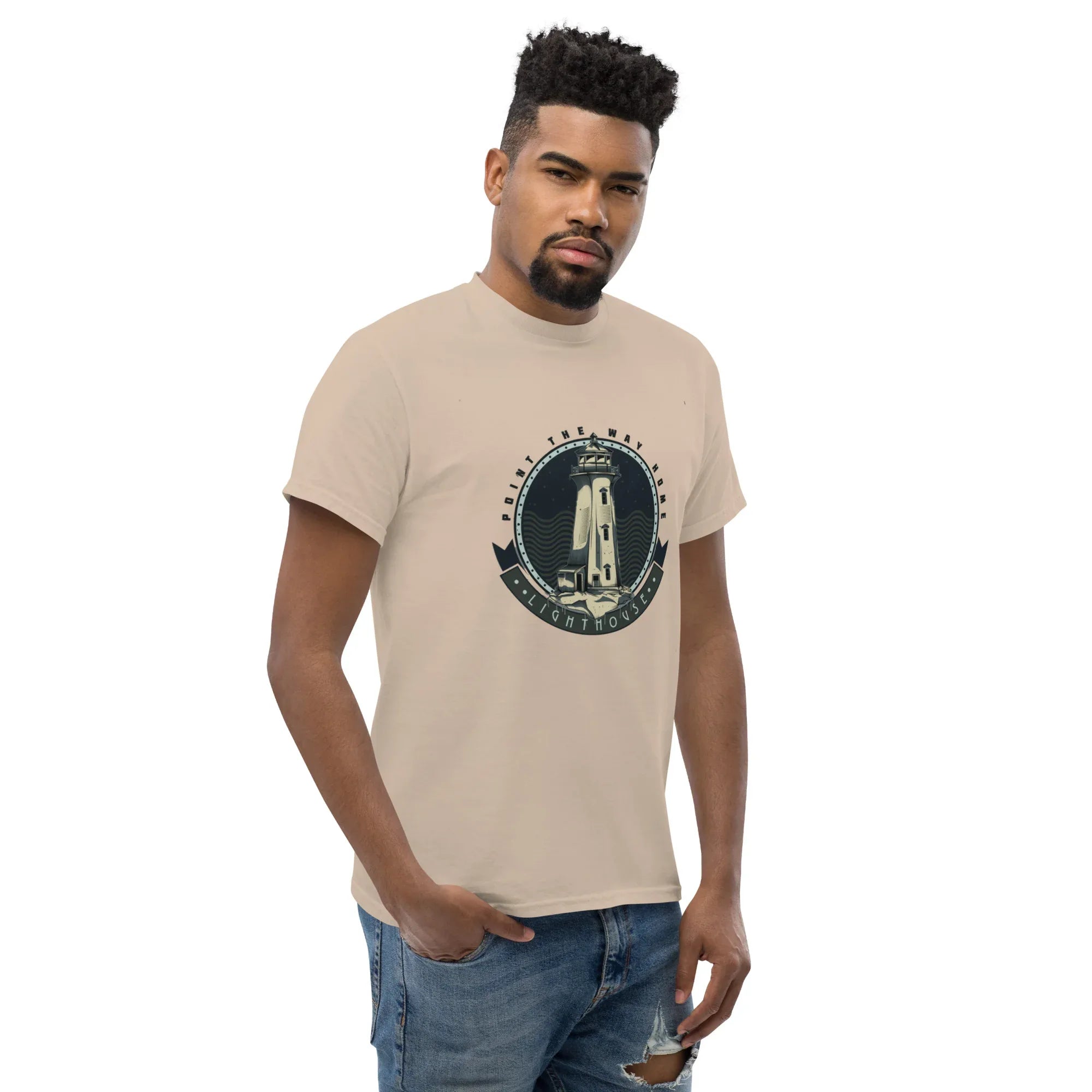 POINT THE WAY HOME men’s t-shirt - Sapphire / S - Printoo Shop - 5028647_21659