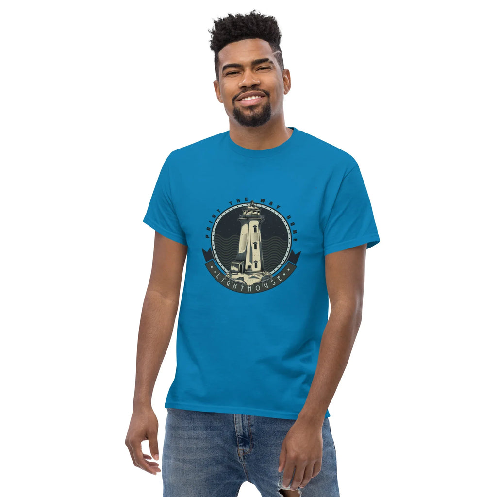 POINT THE WAY HOME men’s t-shirt - Sapphire / S - Printoo Shop - 5028647_21659