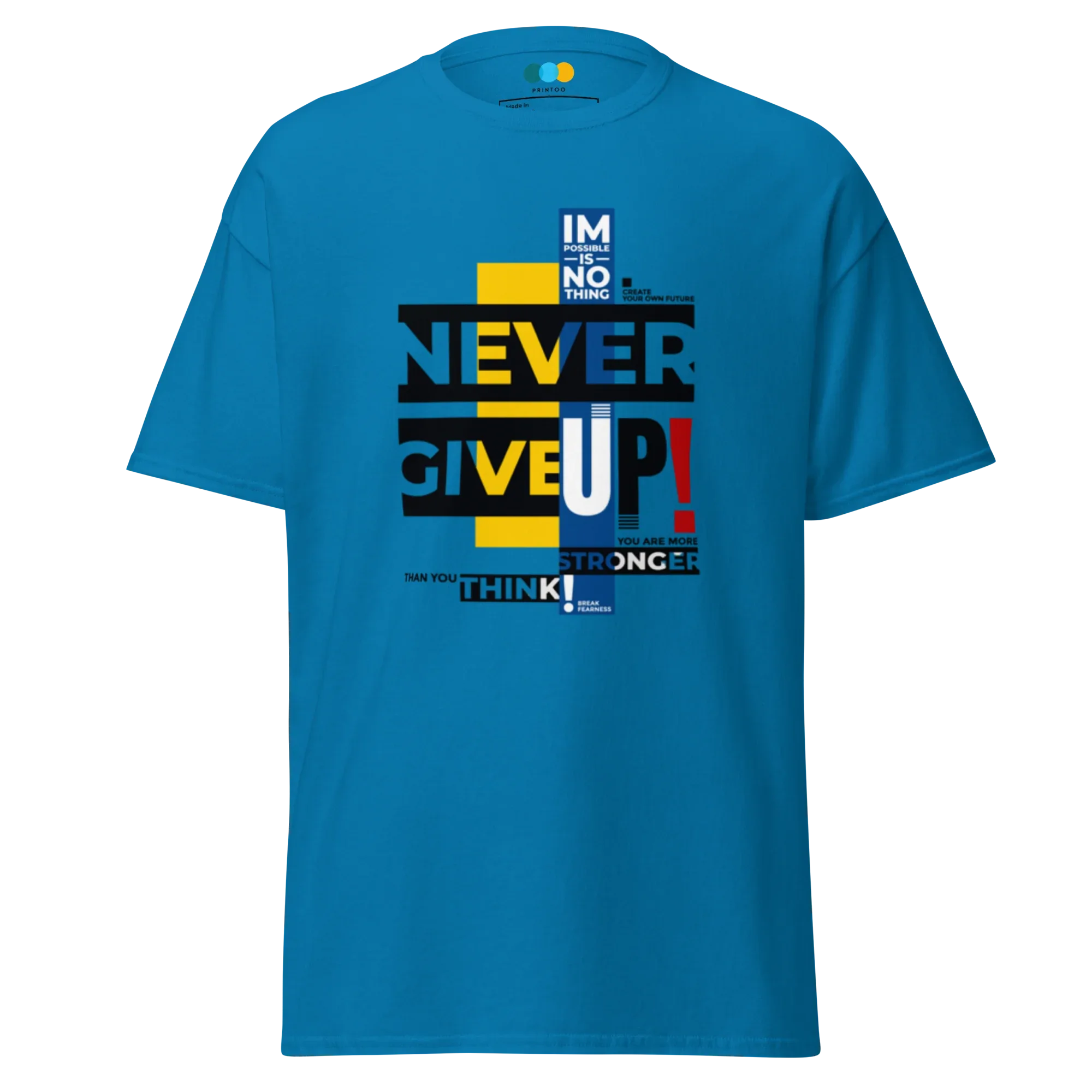 NEVER GIVE UP men’s t-shirt - Dark Heather / S - Printoo Shop - 3706269_15843