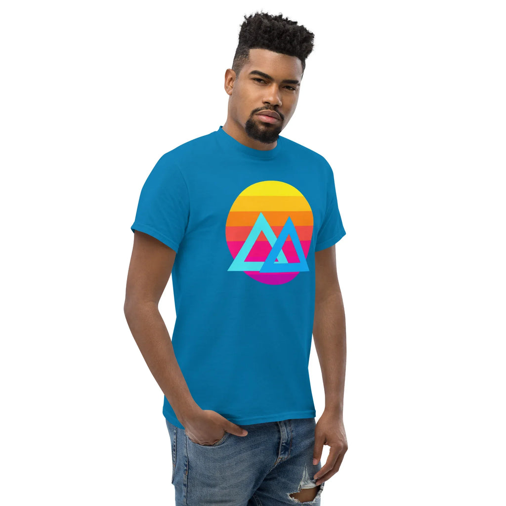 SUNSET GEOMETRY unisex t-shirt - Printoo Shop - - Retro & Synthwave T-Shirts, t-shirt, unisex, Unisex Classic Tee | Gildan 5000