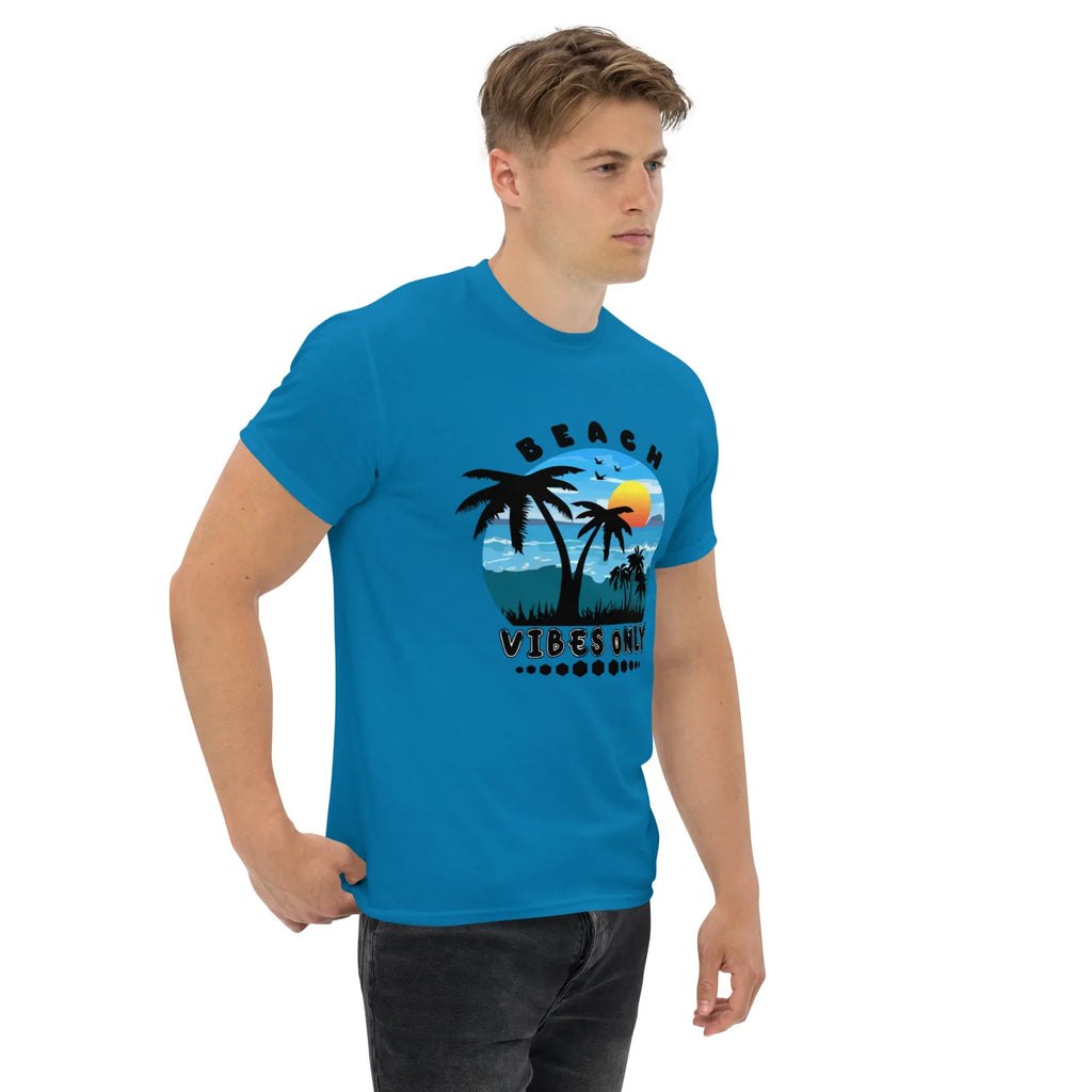 BEACH VIBES ONLY men’s t-shirt - Sapphire / S - Printoo Shop - 5821647_21659