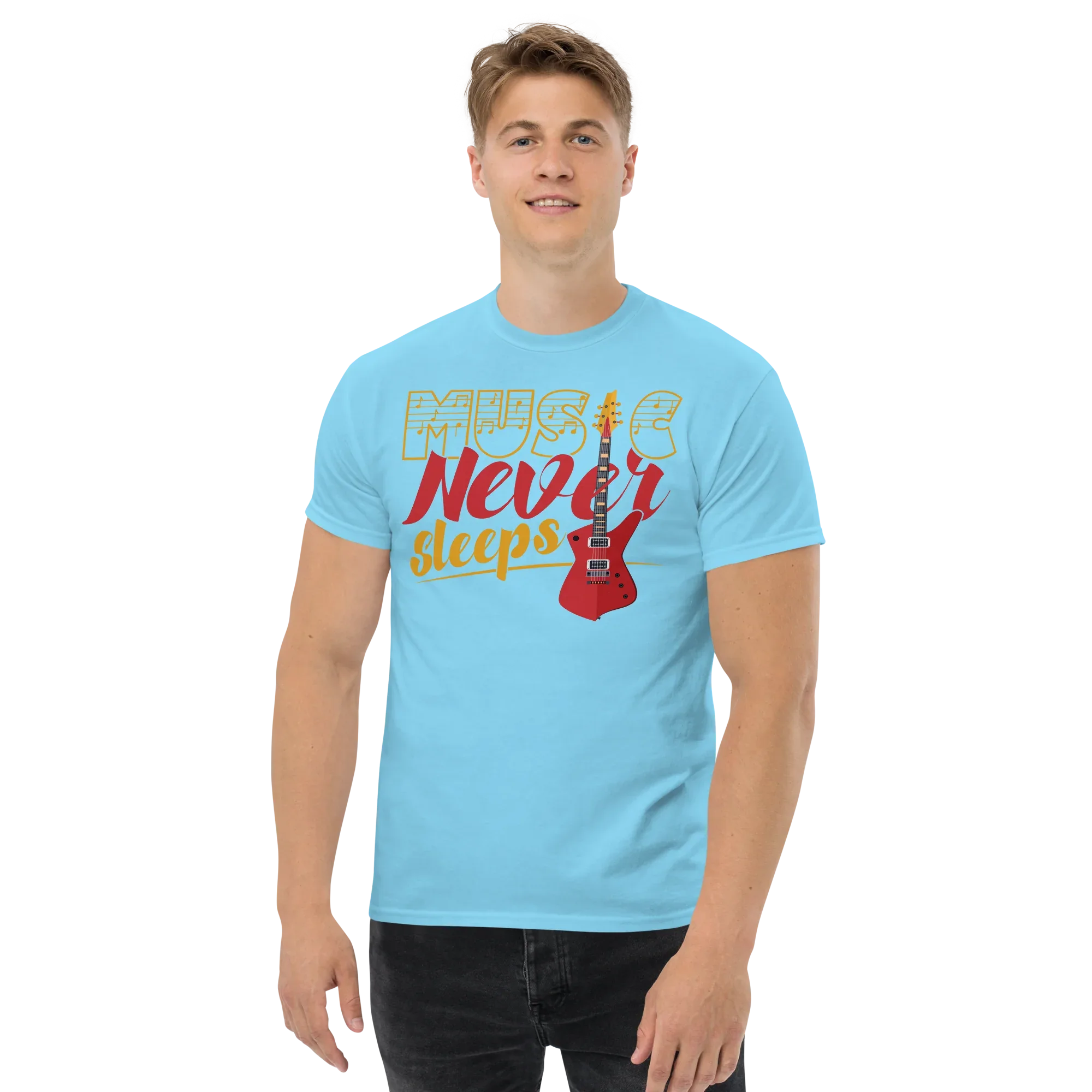 MUSIC NEVER SLEEPS unisex t-shirt - - Music t-shirts - Printoo Shop