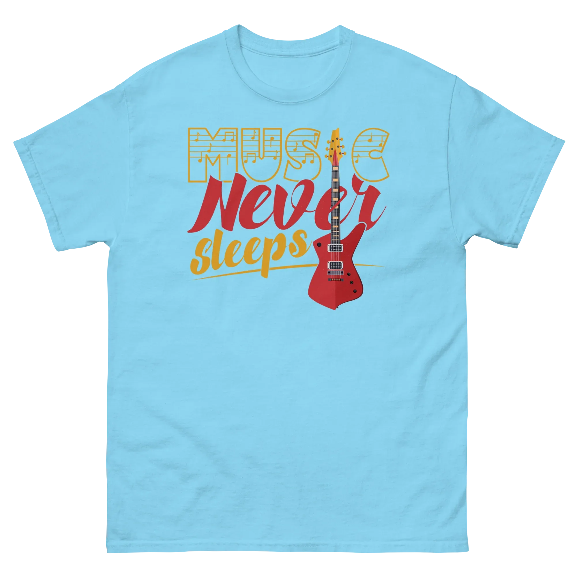 MUSIC NEVER SLEEPS unisex t-shirt - Printoo Shop - - 003.png, Music t-shirt, Unisex Classic Tee | Gildan 5000