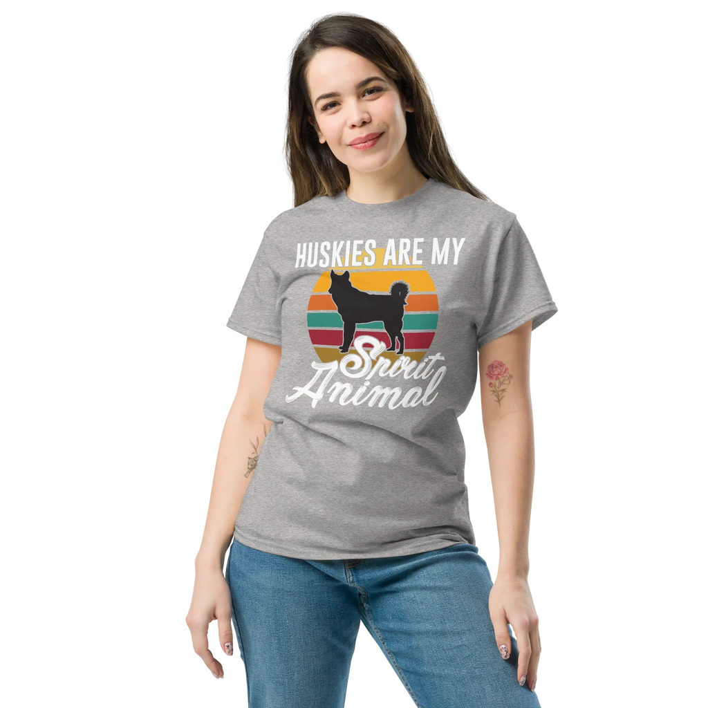 HUSKIES ARE MY SPIRIT ANIMAL unisex t-shirt - - - Printoo Shop