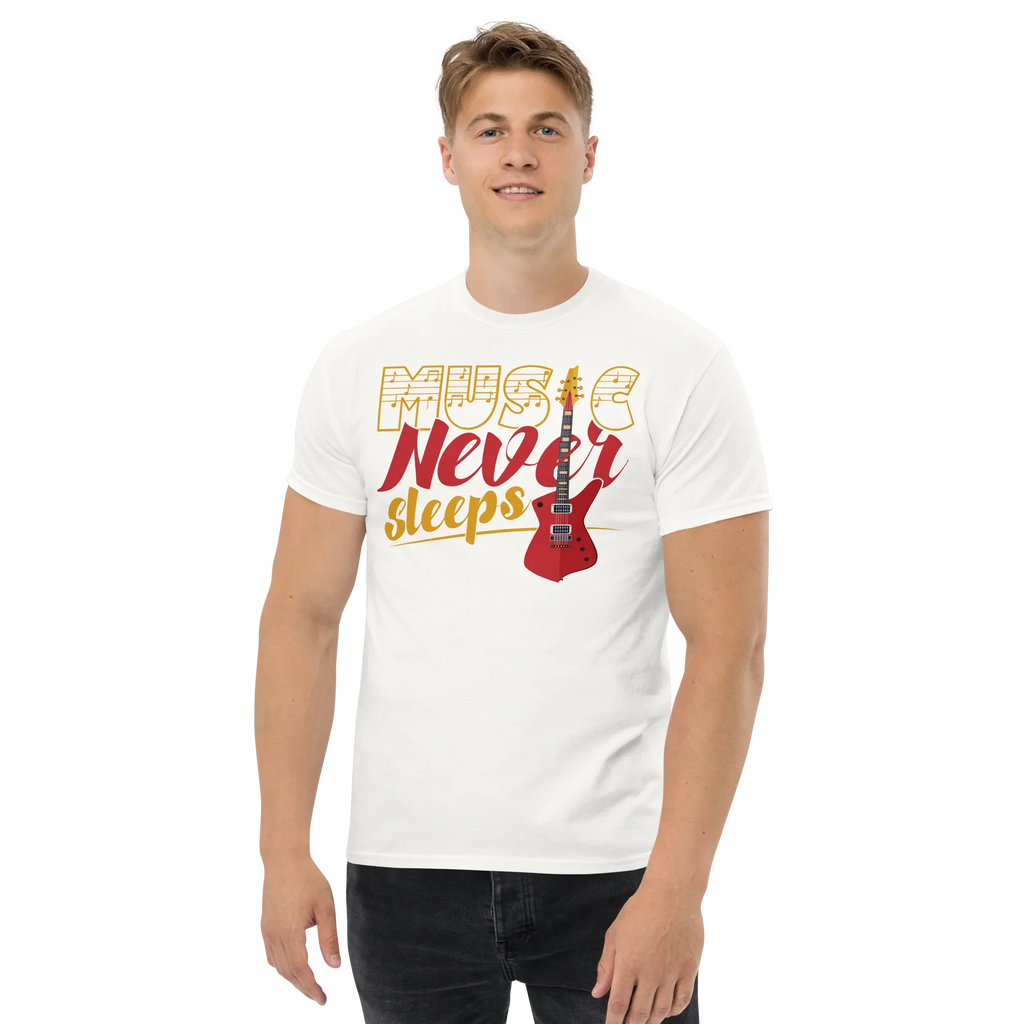 MUSIC NEVER SLEEPS unisex t-shirt - - Music t-shirts - Printoo Shop